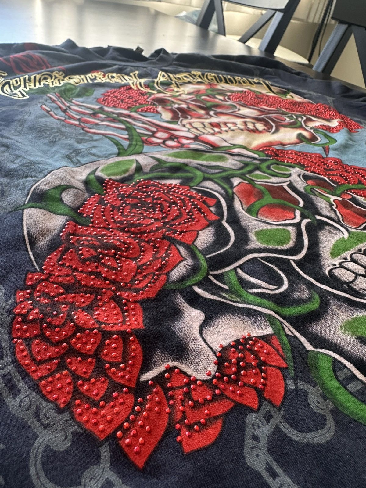 Christian Audigier Christian Audigier LA Skull Tattoo Rose Art Rhinestone Size US XXL / EU 58 / 5 - 8 Thumbnail