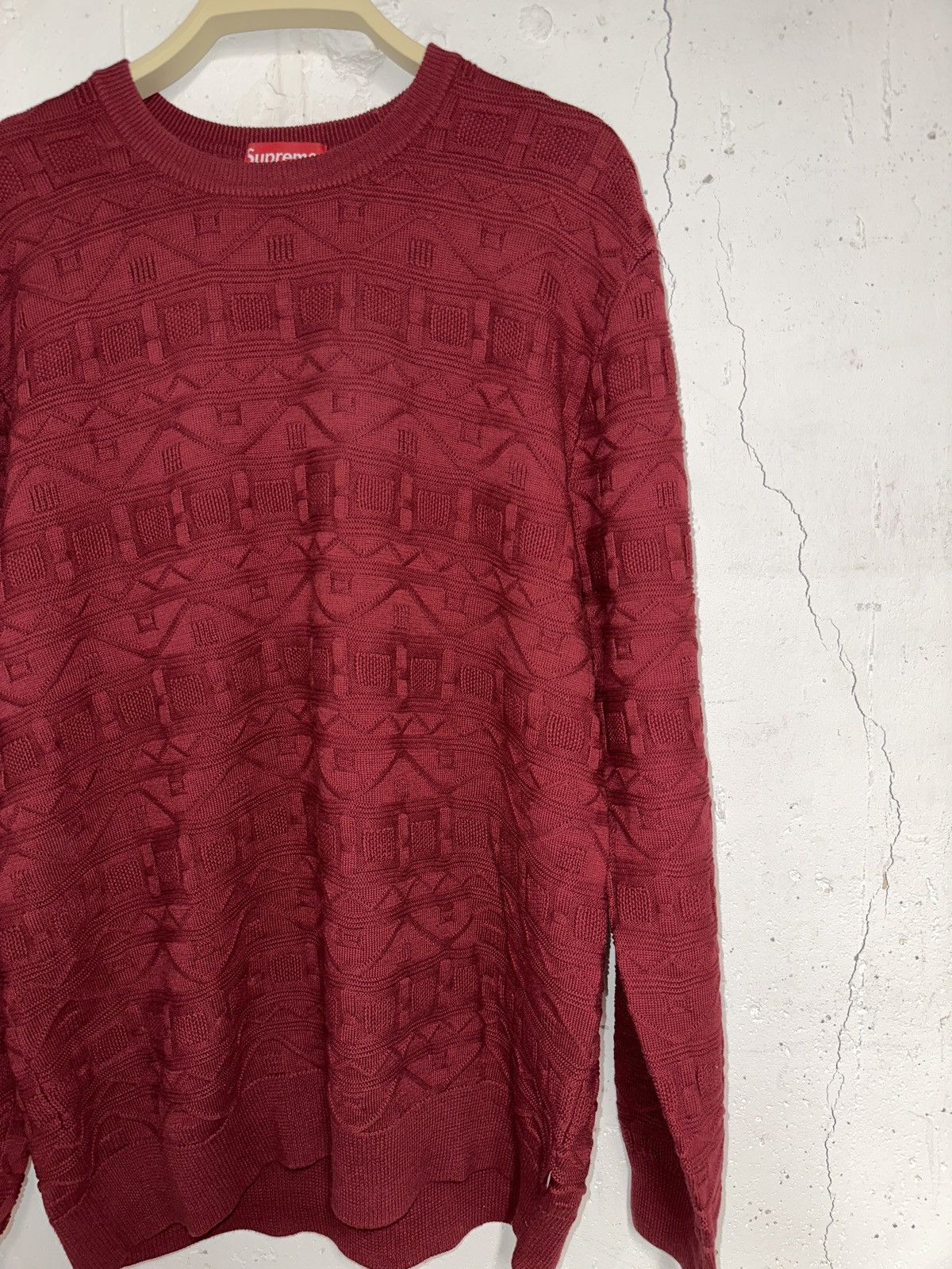 Supreme Supreme Jacquard Knit Sweater Burgundy Large Size US L / EU 52-54 / 3 - 1 Thumbnail