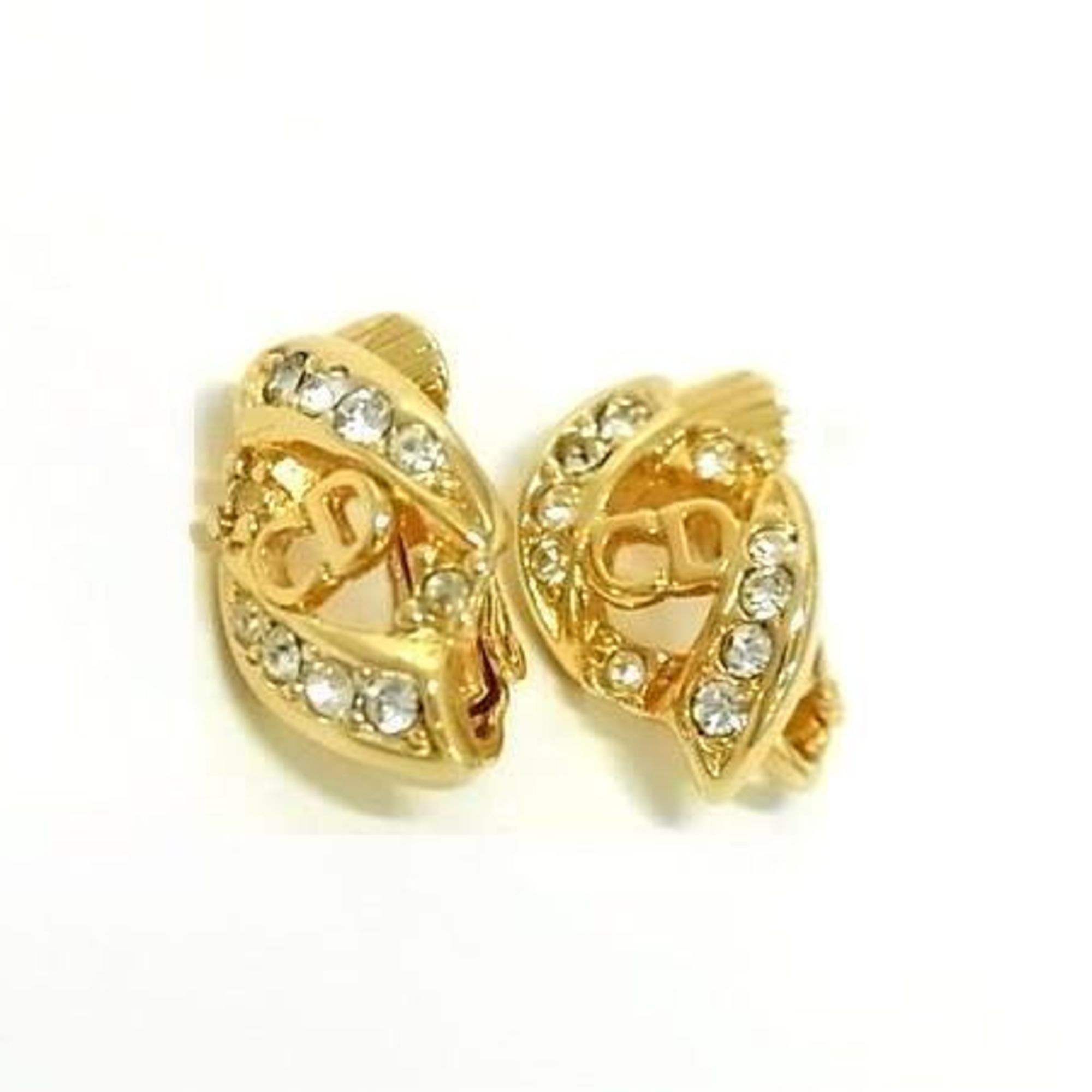 Dior Christian Dior Earrings Gold Metal Women's Rhinestone Size ONE SIZE - 1 Thumbnail