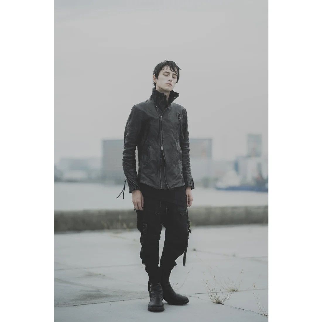 D.Hygen D.HYGEN Horse Leather High Neck Jacket (Black) Size US S / EU 44-46 / 1 - 18 Thumbnail