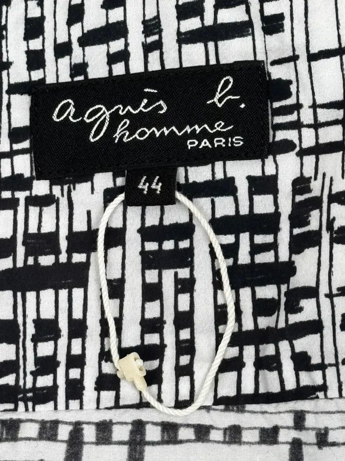 agnes b. Agnès B Trompe L’oeil Script Abstract Black & White Shirt Size US M / EU 48-50 / 2 - 9 Thumbnail
