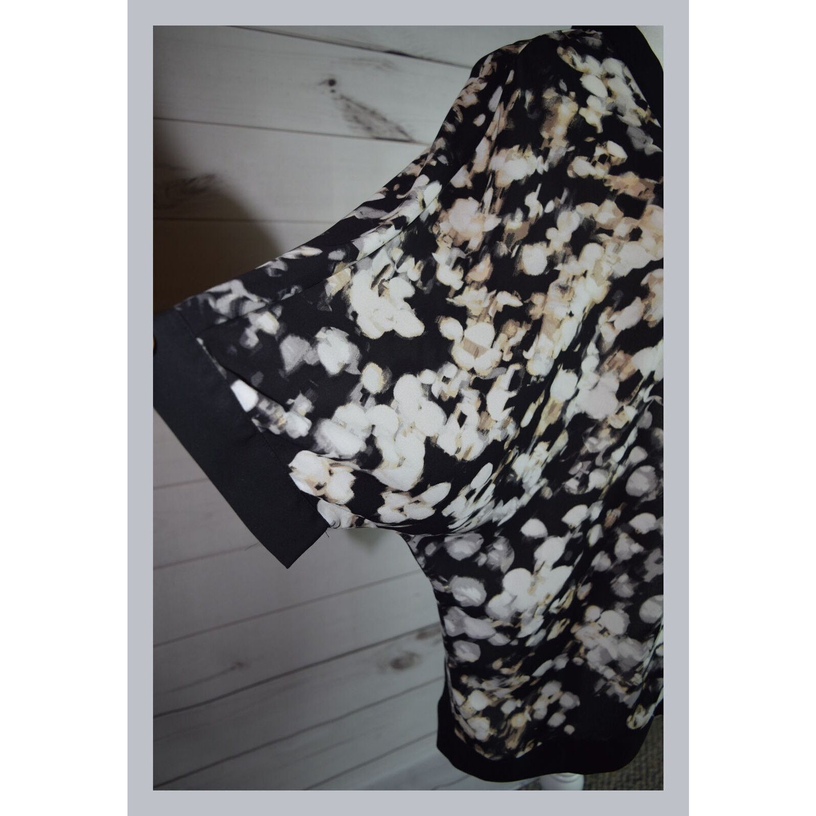Apt. 9 APT 9 Dressy Tan Floral Print Raglan Sleeve Open Jacket SZ M Size M / US 6-8 / IT 42-44 - 2 Thumbnail