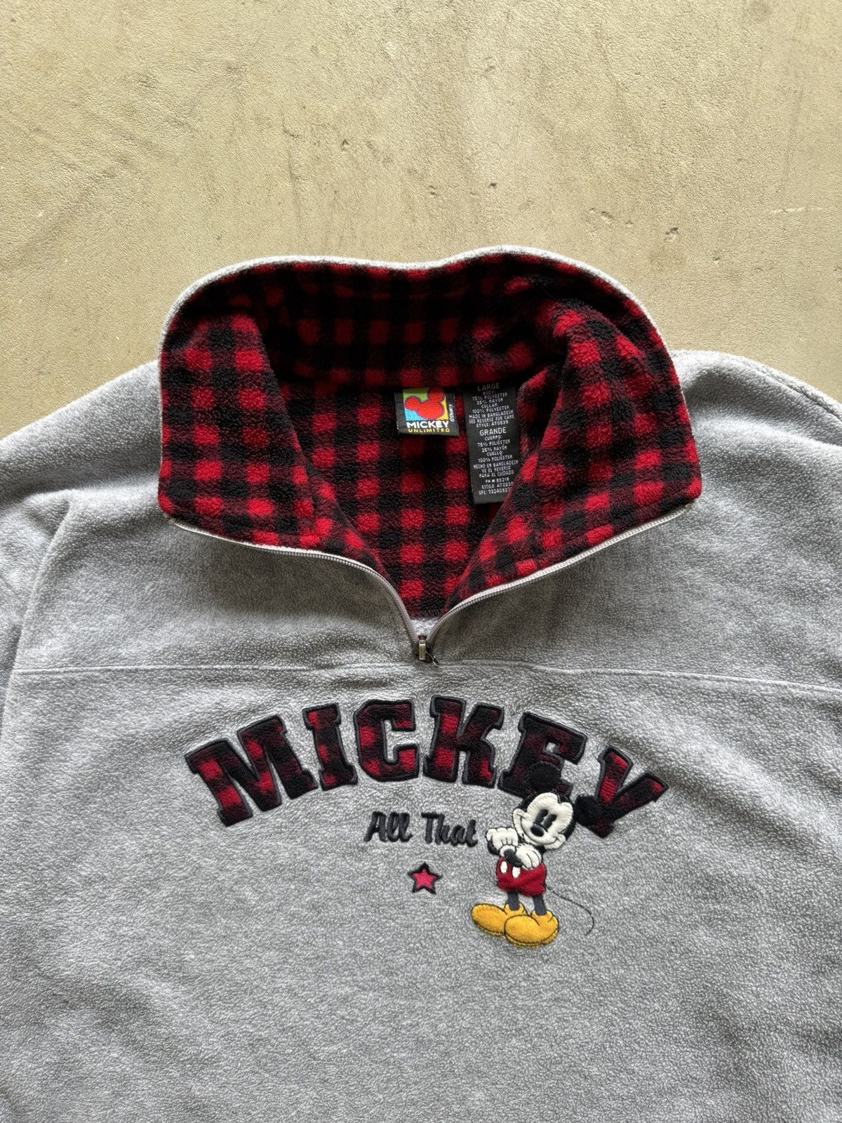 Mickey Unlimited Vintage Mickey Unlimited Quarter Zip Plaid Lined Sweatshirt Size US L / EU 52-54 / 3 - 3 Thumbnail