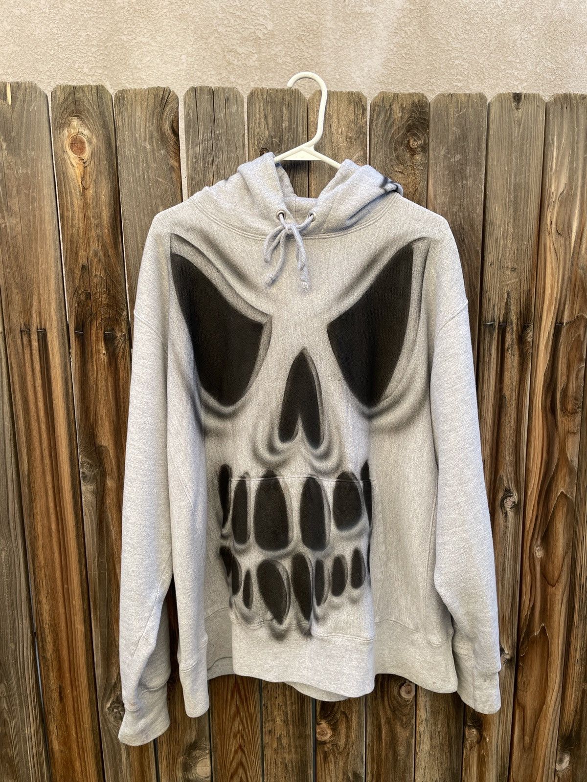 image of Skull Champion Hoodie in Grey, Men's (Size XL)