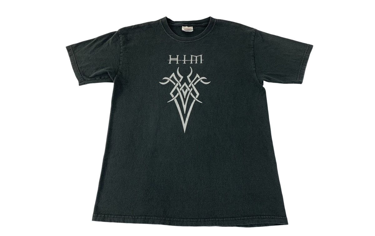 Band Tees Vintage 2004 Him Band Oy Heartagram Big Logo Black Tee Size US M / EU 48-50 / 2 - 1 Thumbnail