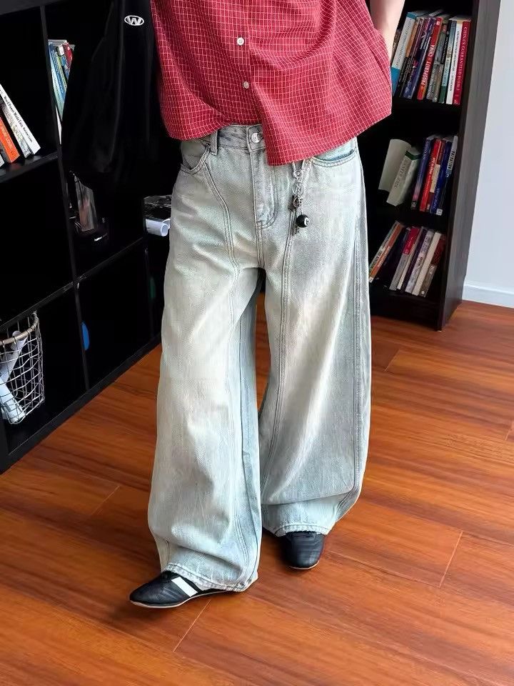 Japanese Brand Light Blue Y2k Baggy Jeans Size 26" / US 2 / IT 38 - 5 Thumbnail