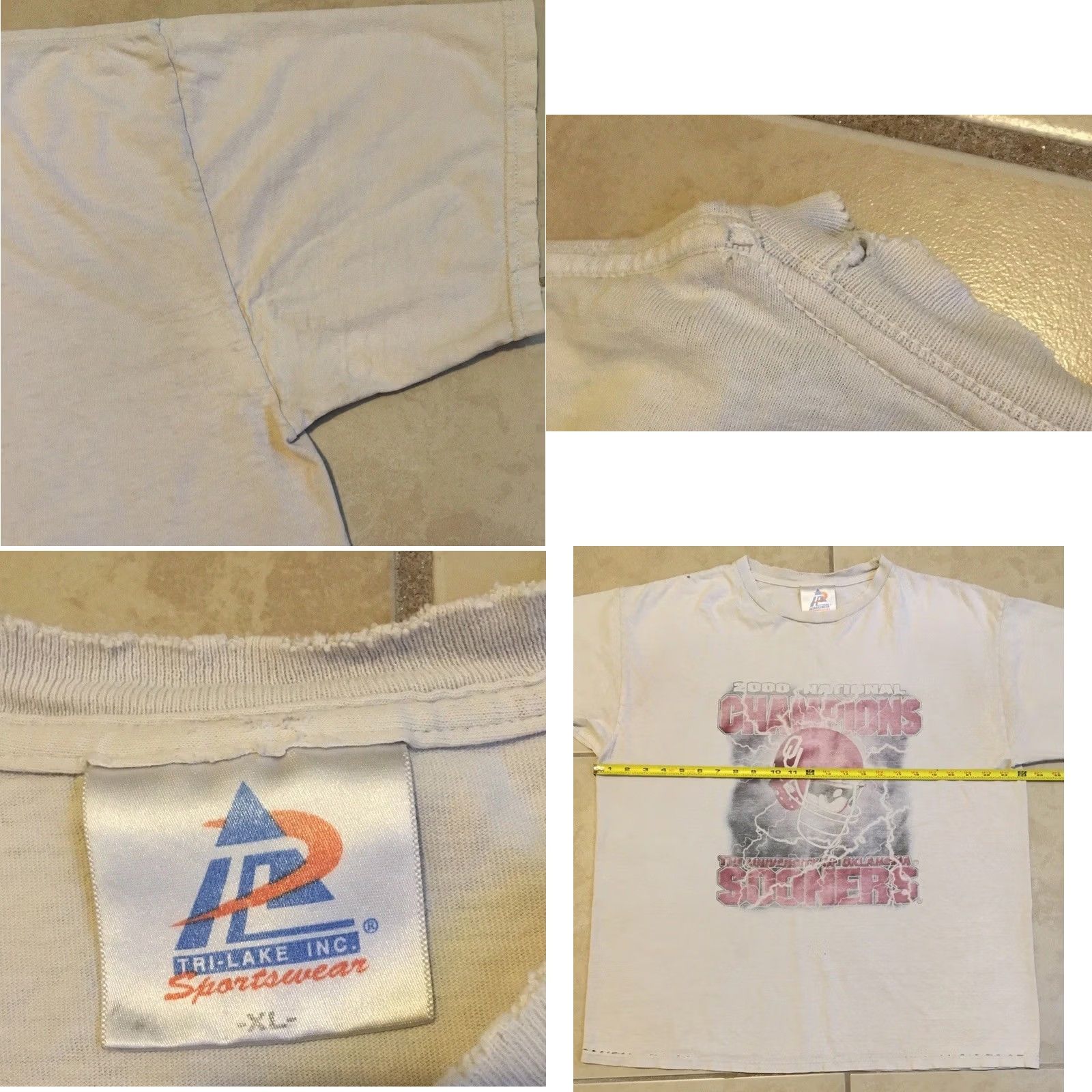 Vintage VINTAGE University Of Oklahoma Sooners Shirt XL Football Grunge 90s White Mens Size US XL / EU 56 / 4 - 11 Thumbnail
