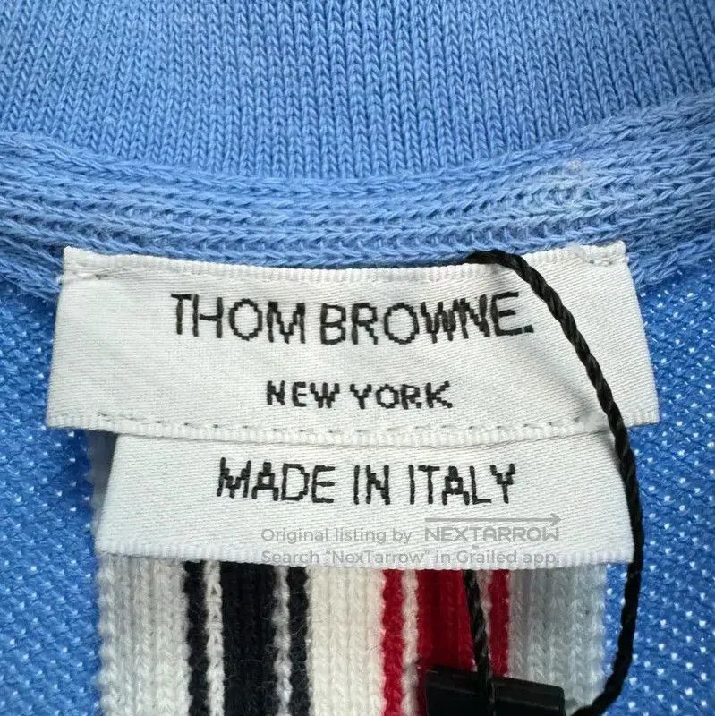 Thom Browne Thom Browne Blue Cotton Striped Polo Shirt . Size US L / EU 52-54 / 3 - 6 Thumbnail