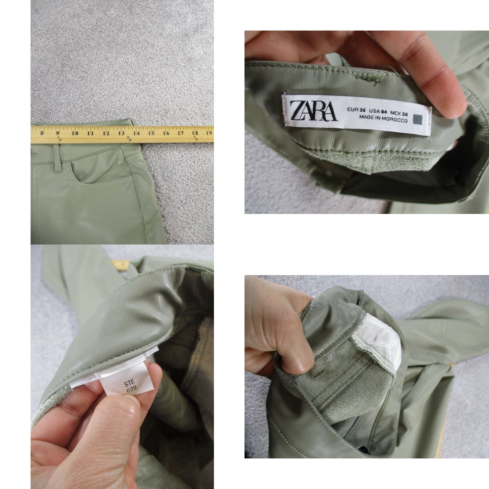 Zara Zara Pants Womens 4 Khaki Faux Leather Straight Leg Dress Pants Beige 4 Womens Mens? Size 27" / US 4 / IT 40 - 8 Thumbnail