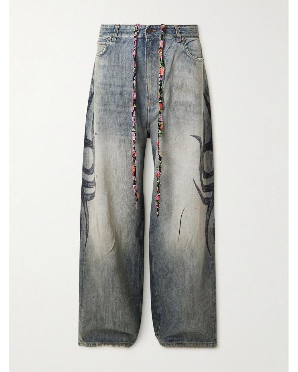 Balenciaga Balenciaga Y2K Wide-Leg Distressed Printed Jeans Size US 34 / EU 50 - 3 Thumbnail