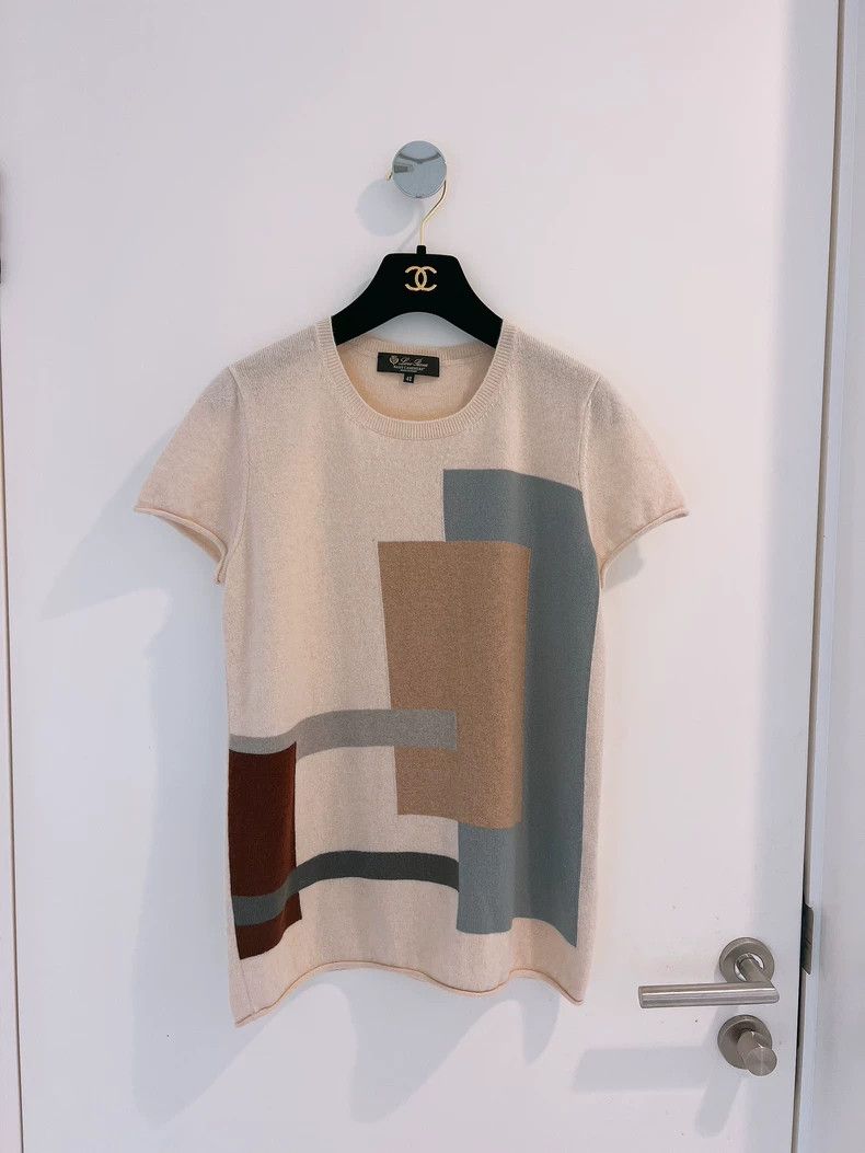 Loro Piana Color-blocked geometric pattern small cashmere k
