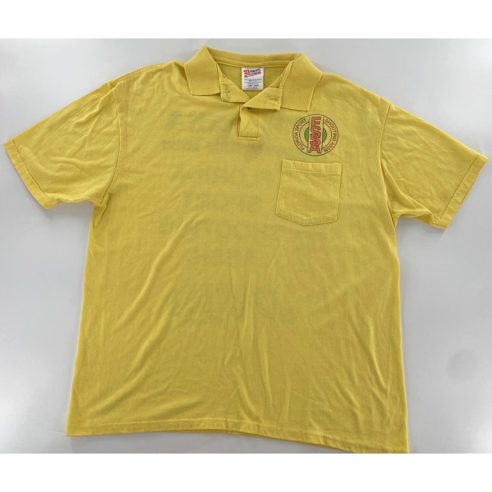 Hanes VINTAGE Men’s Yellow Pocket Polo Shirt Alligator 1994 High Power Rifle Team Large Florida Hunting 90s Sports Outdoor American Classic Size US L / EU 52-54 / 3 - 2 Thumbnail