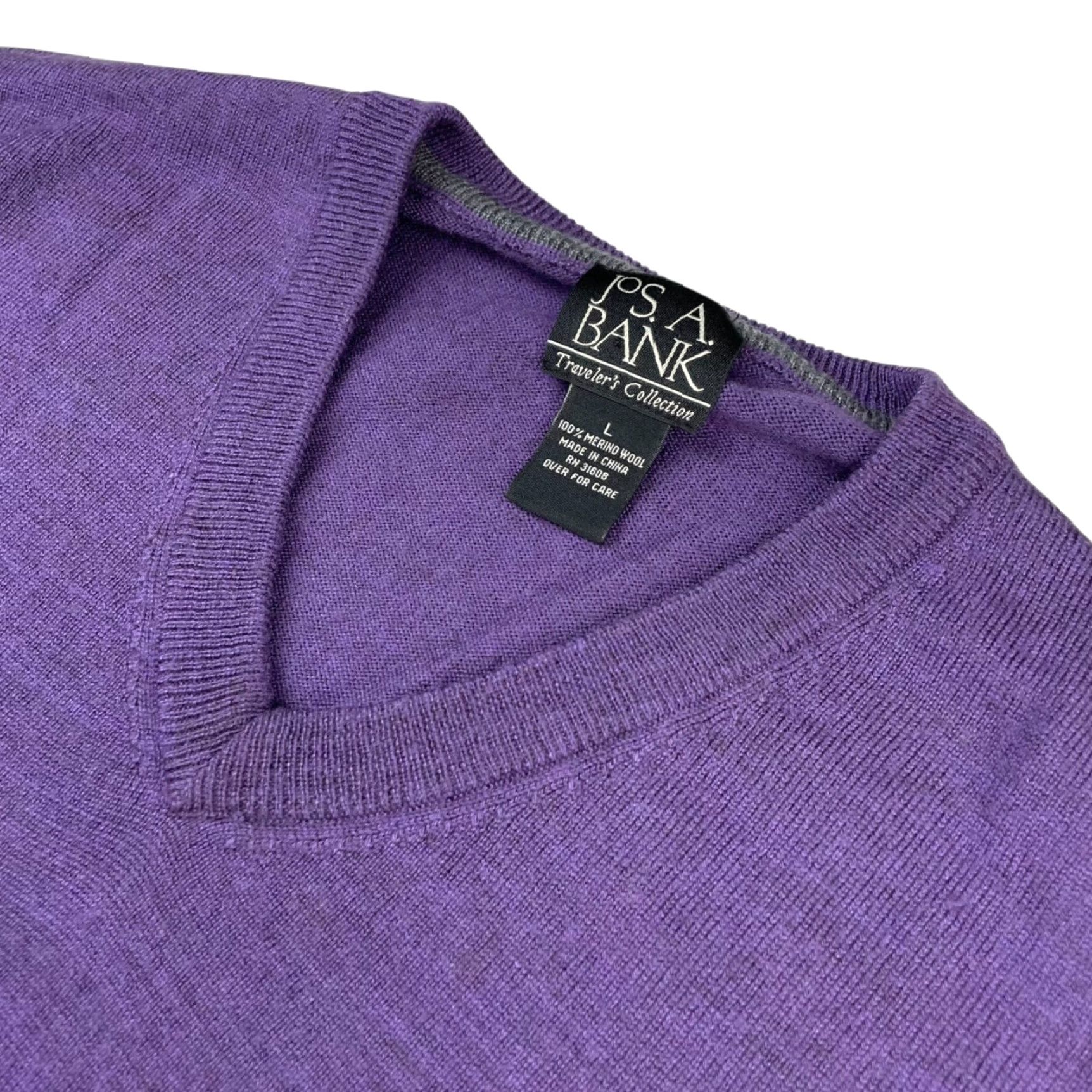 Jos. A. Bank Jos. A. Bank Men’s Pullover Sweater L 100% Merino Wool Purple Long Sleeve V-Neck Solid Size US L / EU 52-54 / 3 - 2 Thumbnail