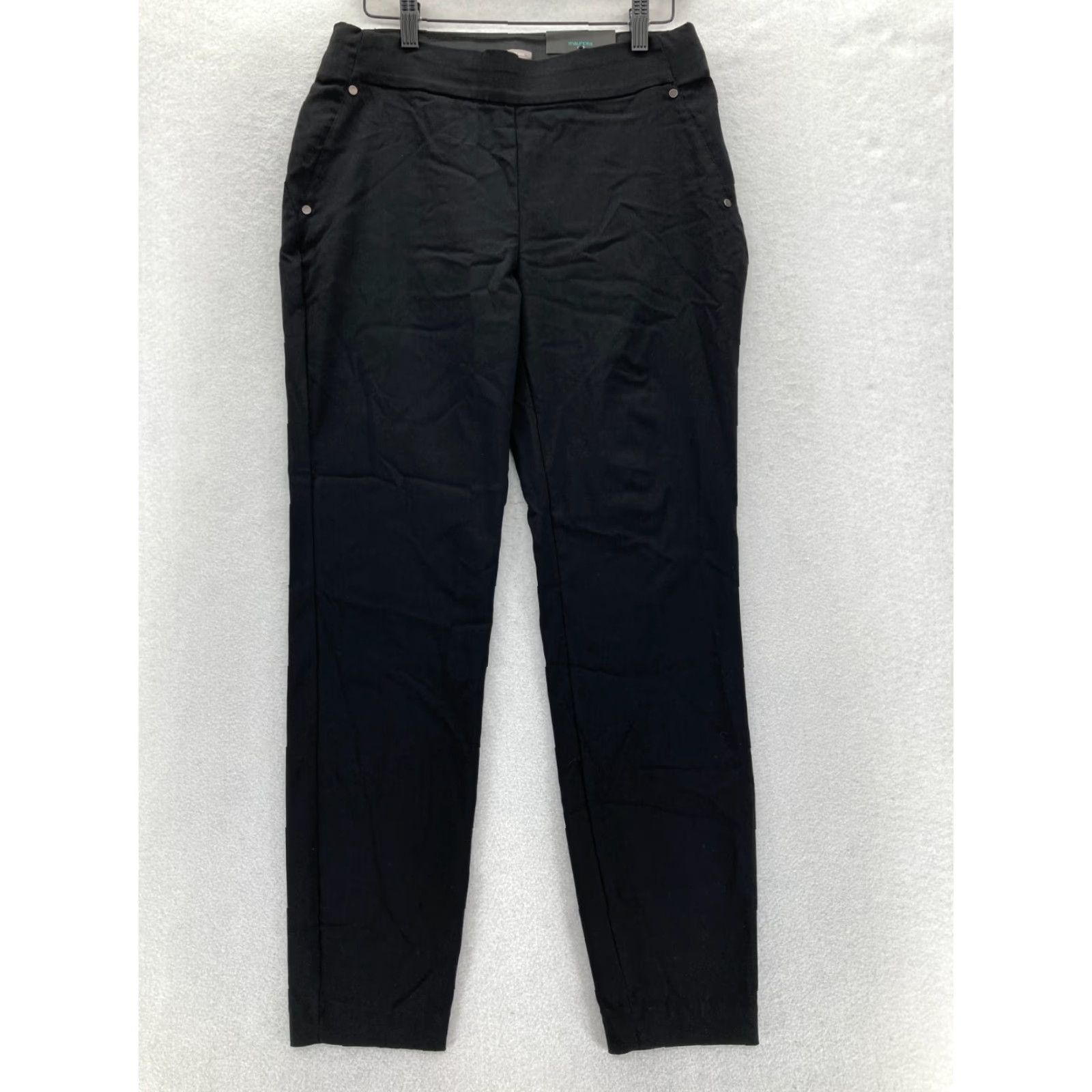 Vintage Maurices Bengaline Skinny Ankle Pant Women's Small Black Stretch Pull On Comfort Size 30" / US 8 / IT 44 - 2 Thumbnail