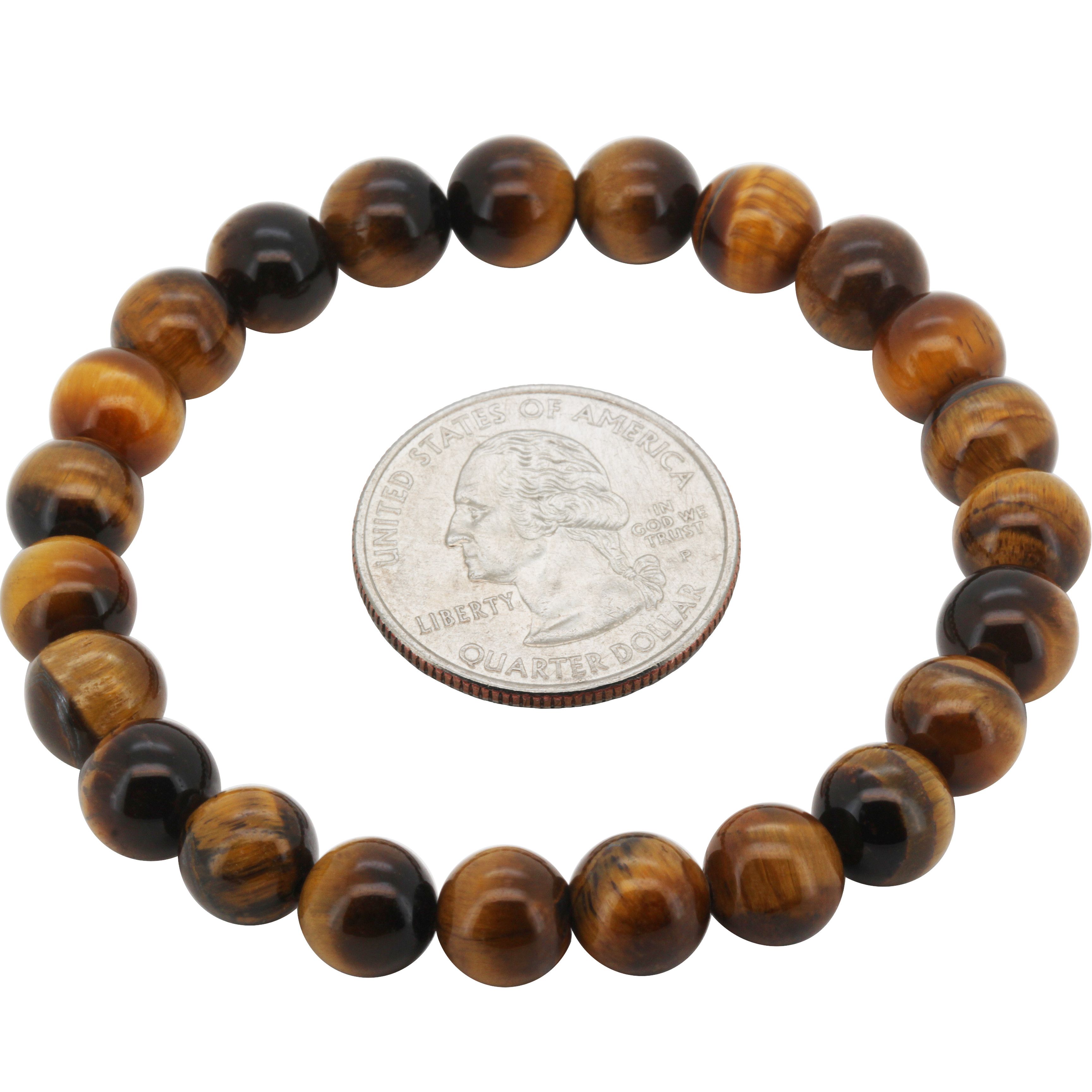 Other 8mm Tiger Eye Gemstone Beaded Stretch Bracelet 7.5” Size ONE SIZE - 1 Preview