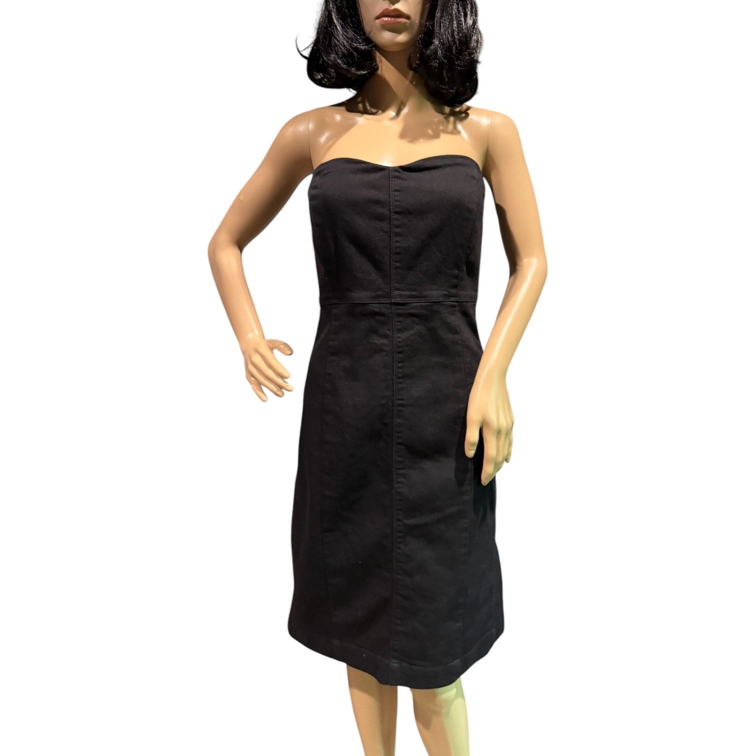 Gap NWT 2011 Gap black denim strapless stretchy patchwork dress Size L / US 10 / IT 46 - 14 Thumbnail