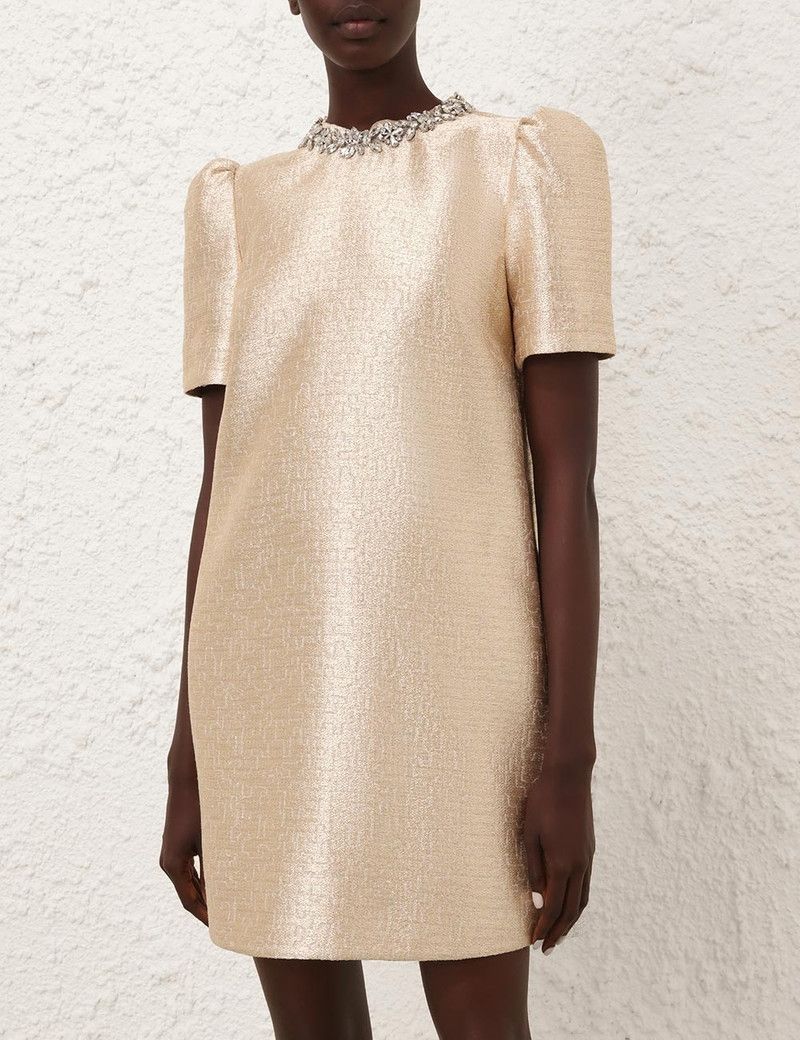 Zimmermann oc11z0226 Crush Shift Dress In Gold Size XS / US 0-2 / IT 36-38 - 2 Thumbnail