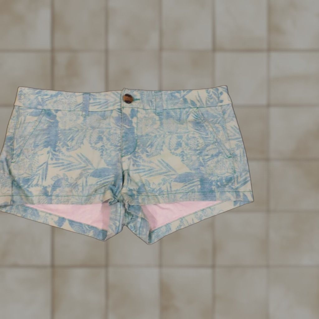American Eagle Outfitters American Eagle Shorts Women size 10 blue floral chino shortie stretch Size 25" / US 0 / IT 36 - 1 Thumbnail