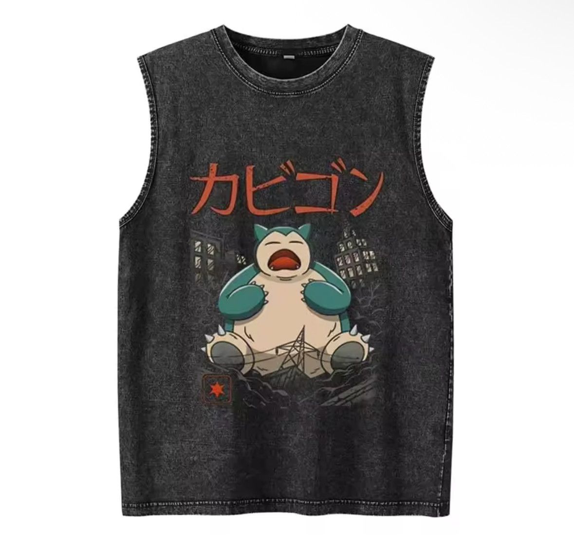 Japanese Brand Y2K Vintage Punk Snorlax Anime Washed Tank Top T-Shirt Size US M / EU 48-50 / 2 - 1 Thumbnail