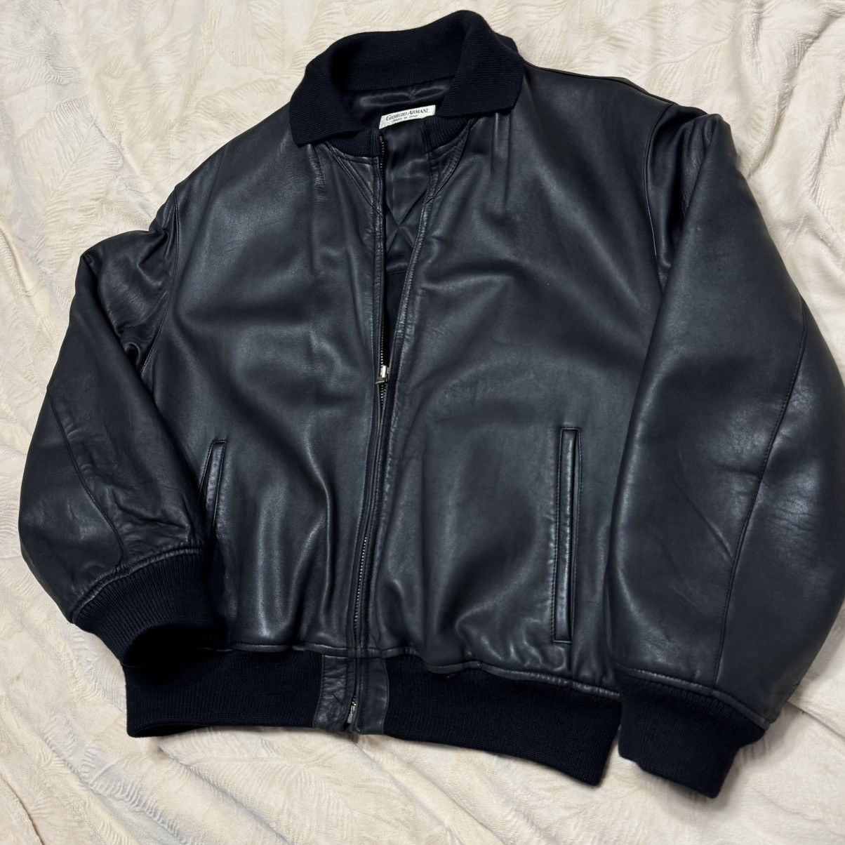 90s ARMANI JEANS Leather Jacket | VOSTOK