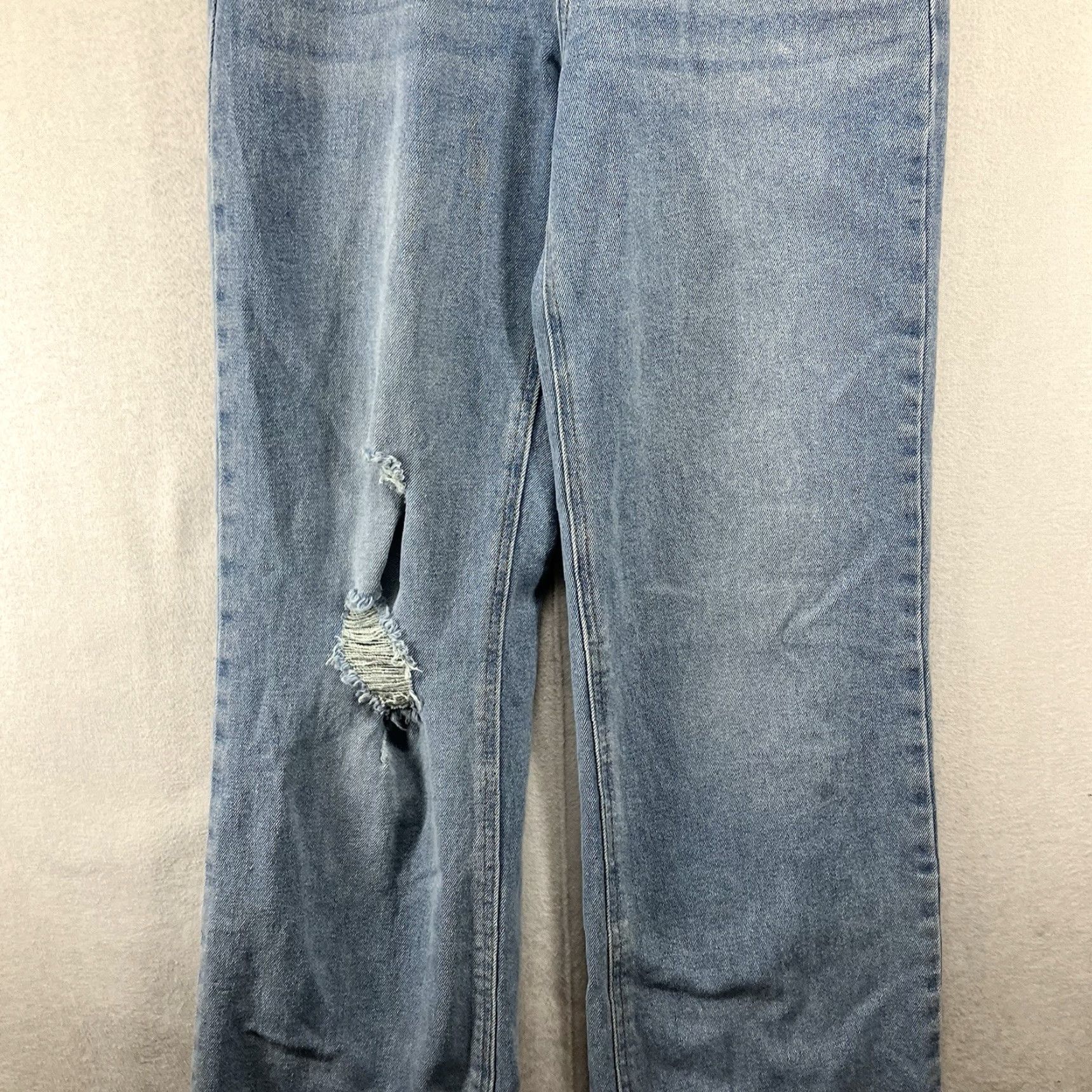 Fashion Nova VINTAGE Fashion Nova Women's Jeans Size 3 27x30 Blue Distressed Straight High-Rise Casual Denim Womens Size 26" / US 2 / IT 38 - 6 Thumbnail
