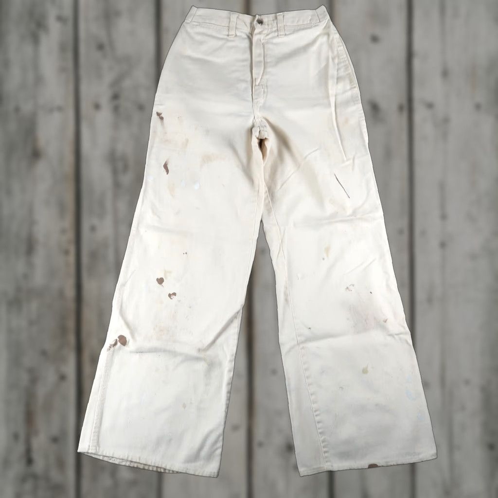 Wrangler VINTAGE Wrangler Pants Wide-Leg Denim Junior 11 White Embroidery 80s Hippie Boho Grunge Womens Size 32" / US 10 / IT 46 - 1 Thumbnail