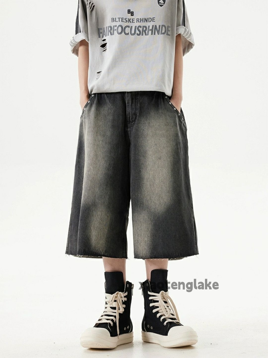 washed faded skate hiphop y2k loose baggy shorts