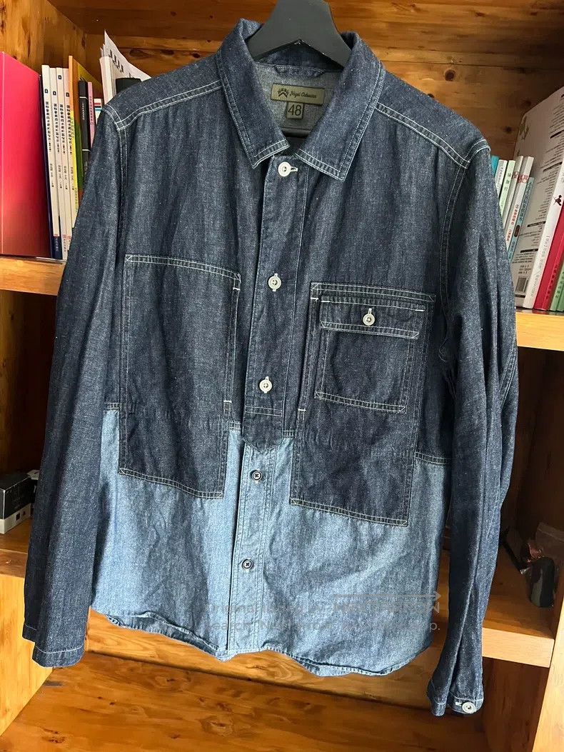 Nigel Cabourn Nigel Cabourn Blue and dye patchwork work shirt Size US M / EU 48-50 / 2 - 3 Thumbnail
