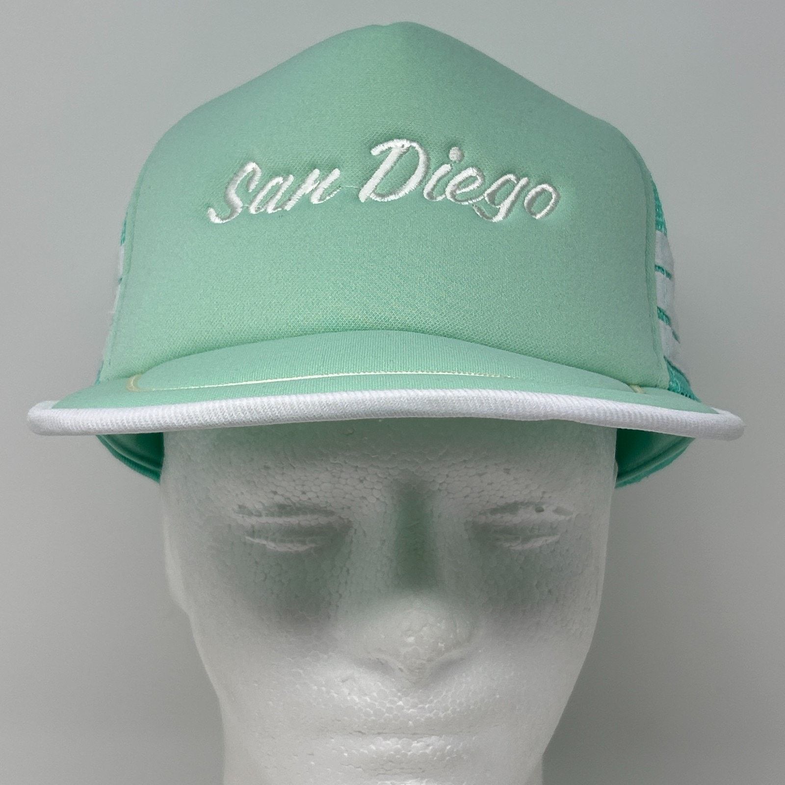 Vintage Vintage San Diego 3 Stripe Trucker Hat Cap Green 80s Size ONE SIZE - 2 Thumbnail