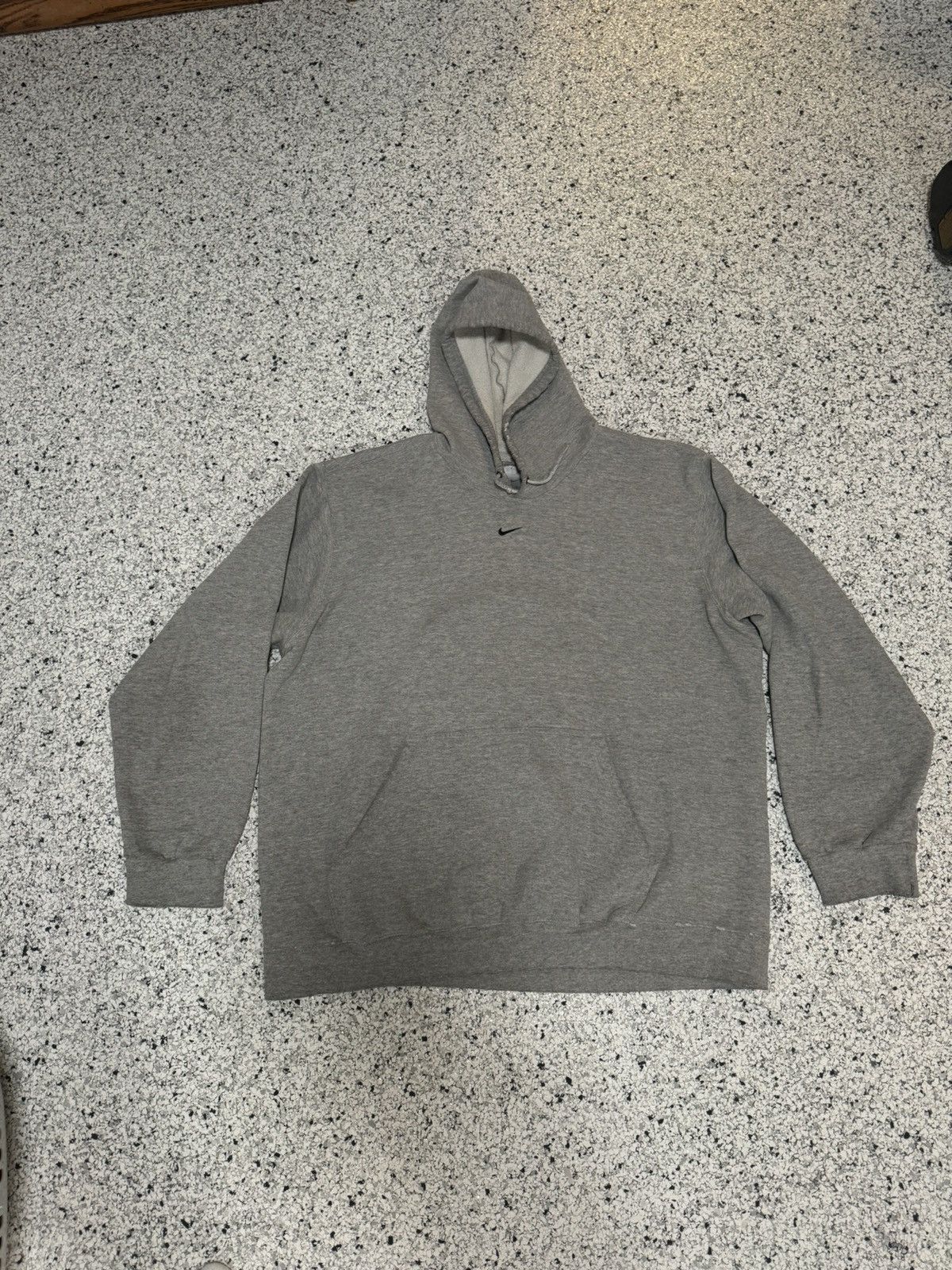 image of Vintage Nike Center Swoosh Logo Hoodie/sweatshirt in Grey, Men's (Size Large)