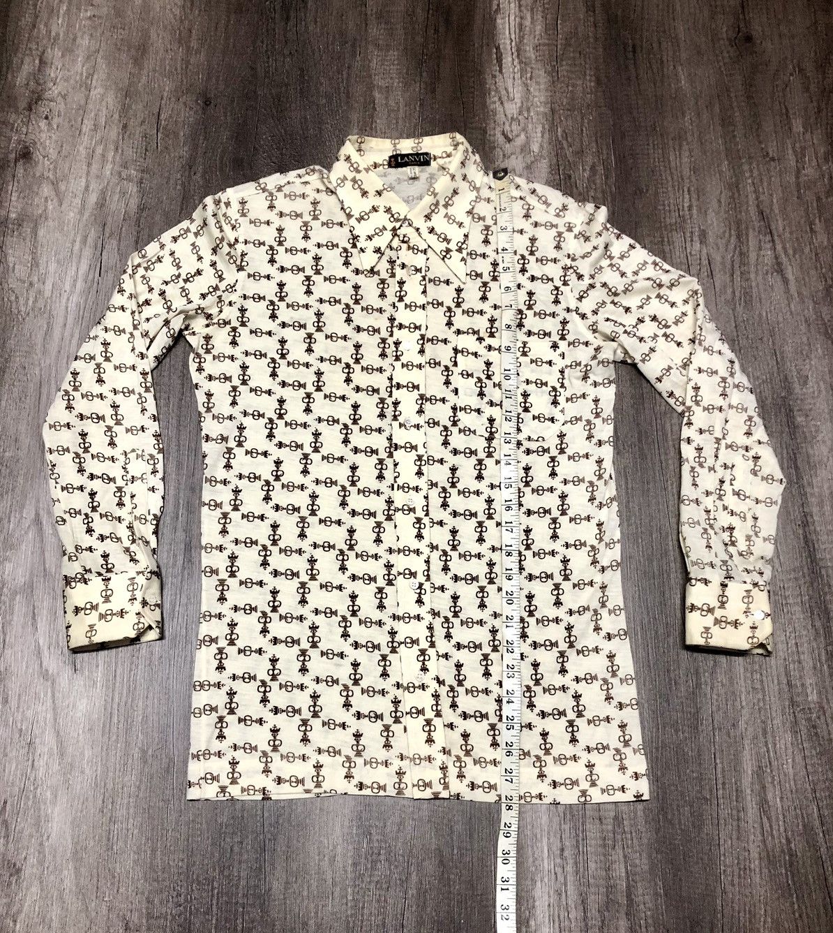Designer × Lanvin × Vintage Vintage Lanvin Paris Monogram Button Up Long Sleeve Shirt Size US S / EU 44-46 / 1 - 20 Thumbnail