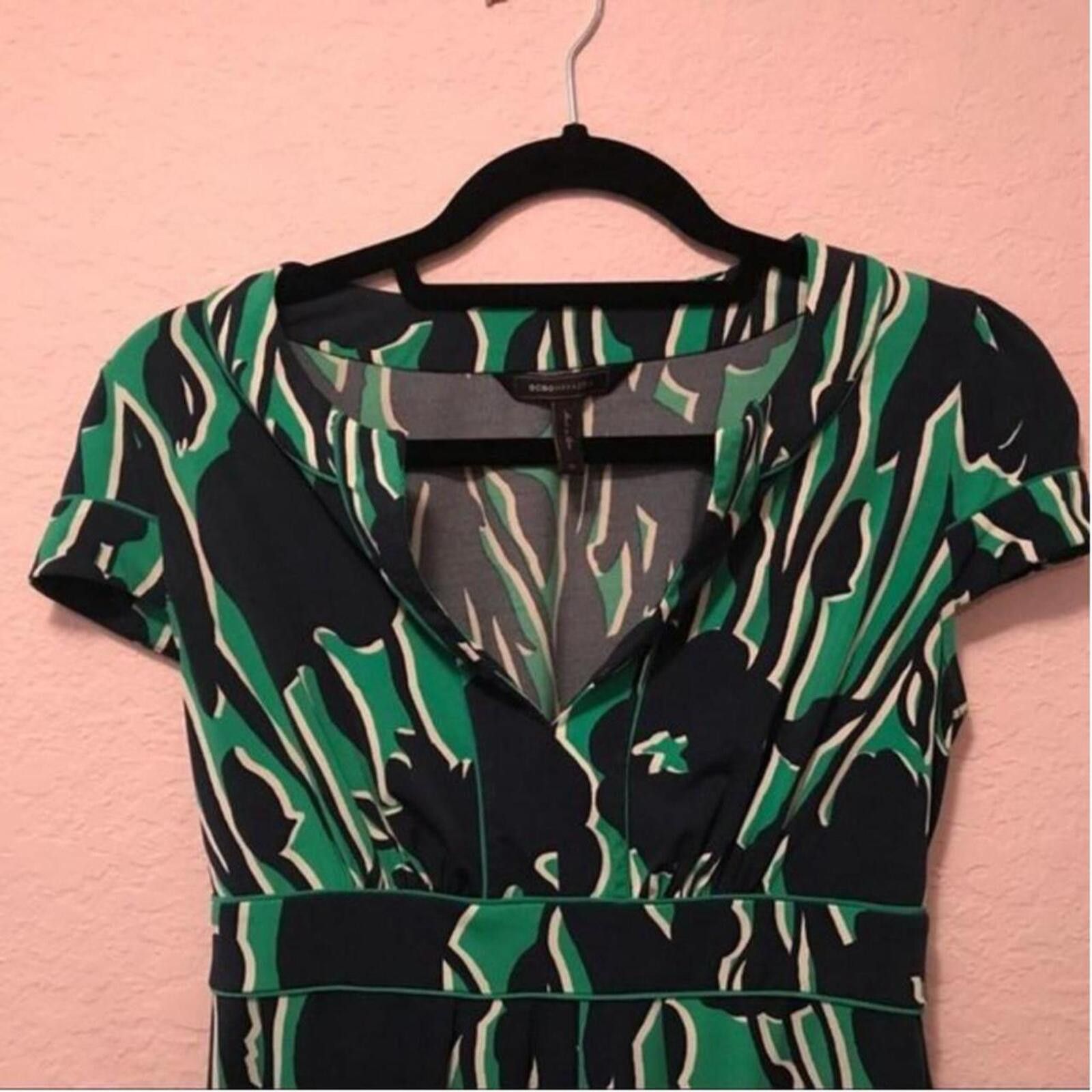 Banana Republic Banana Republic Green and Black Floral Print Dress Size S / US 4 / IT 40 - 3 Thumbnail