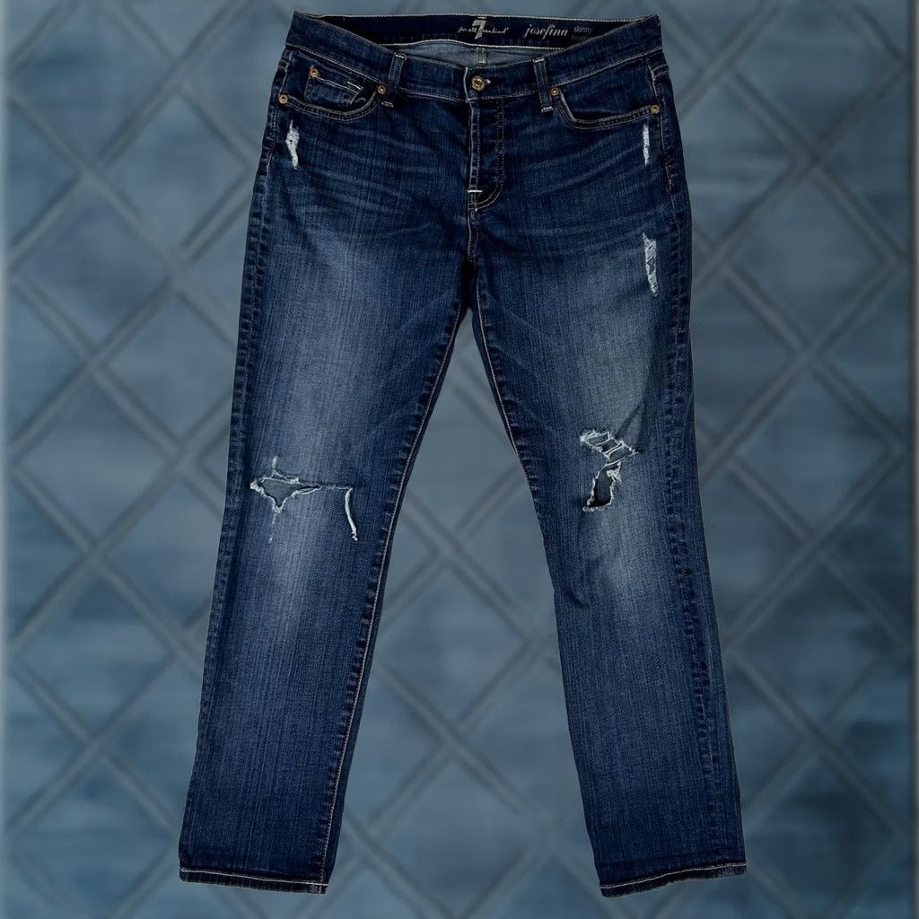 7 For All Mankind 7 For All Mankind Josefina Jeans Women Skinny 29 Blue Denim 5-Pocket Stretch Regular Inseam 28 Modern Vintage No Size 29" - 1 Thumbnail
