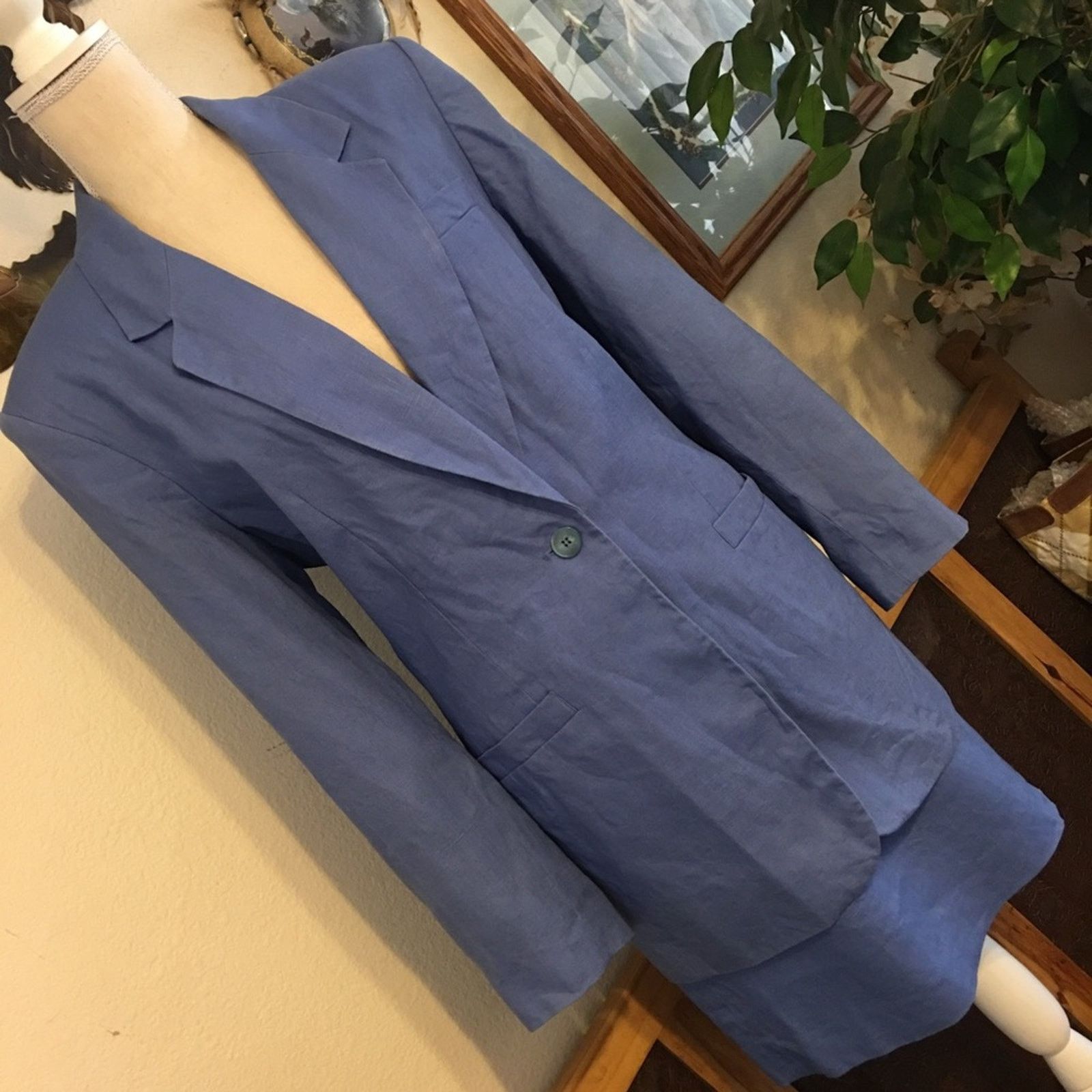 Vintage Vintage 90s Amanda Smith slate blue linen suit Size XL / US 12-14 / IT 48-50 - 2 Thumbnail