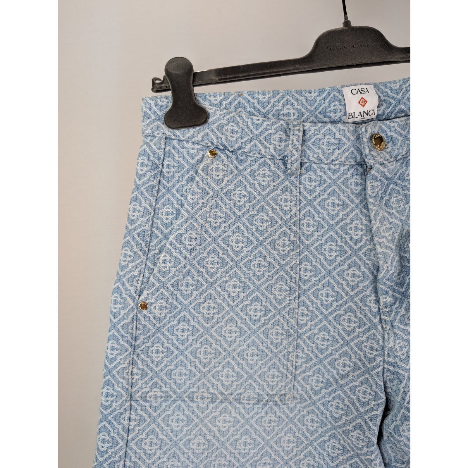 Casablanca o1rshd1 Denim Relaxed Monogram Denim Shorts in Washed Blue Size US 34 / EU 50 - 6 Thumbnail
