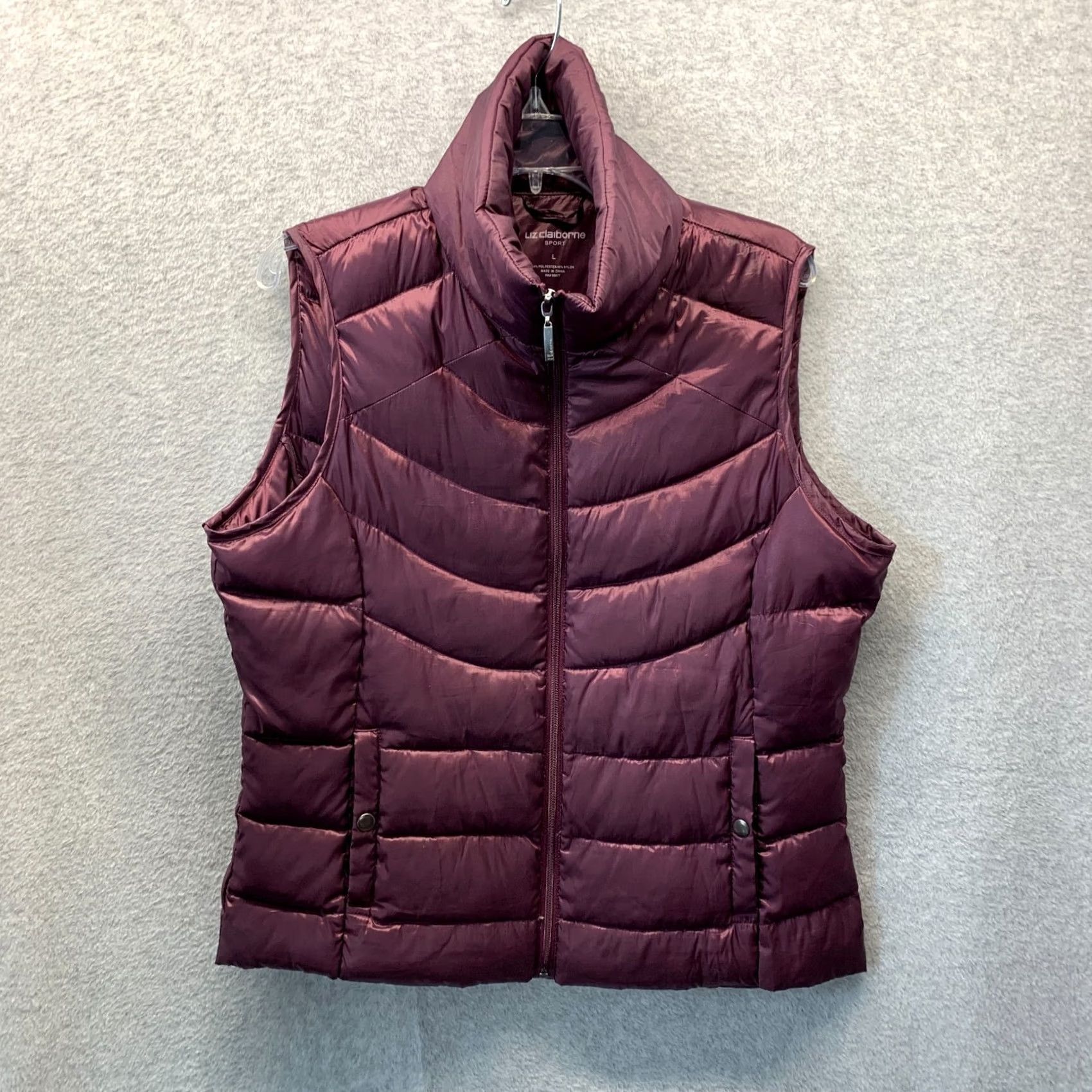 Liz Claiborne Liz Claiborne Vest Womens Large Red Down Puffer Zip Full Zip Sleeveless Quilted Snaps 80s 90s Classic Size L / US 10 / IT 46 - 2 Thumbnail
