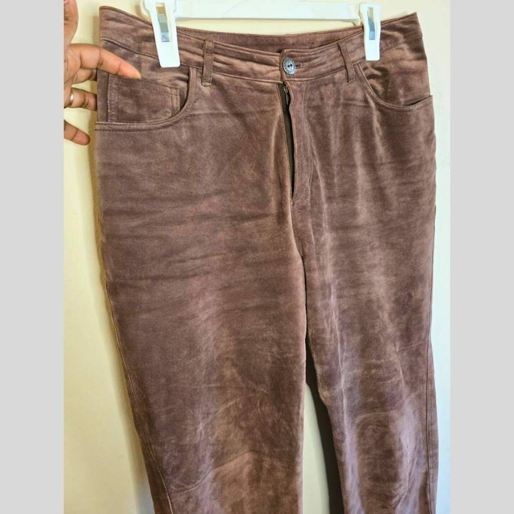 Chicos CHICO'S Brown Leather Pants Size 15 Straight Leg Mid Rise Ge Size 36" / US 14 / IT 50 - 5 Thumbnail