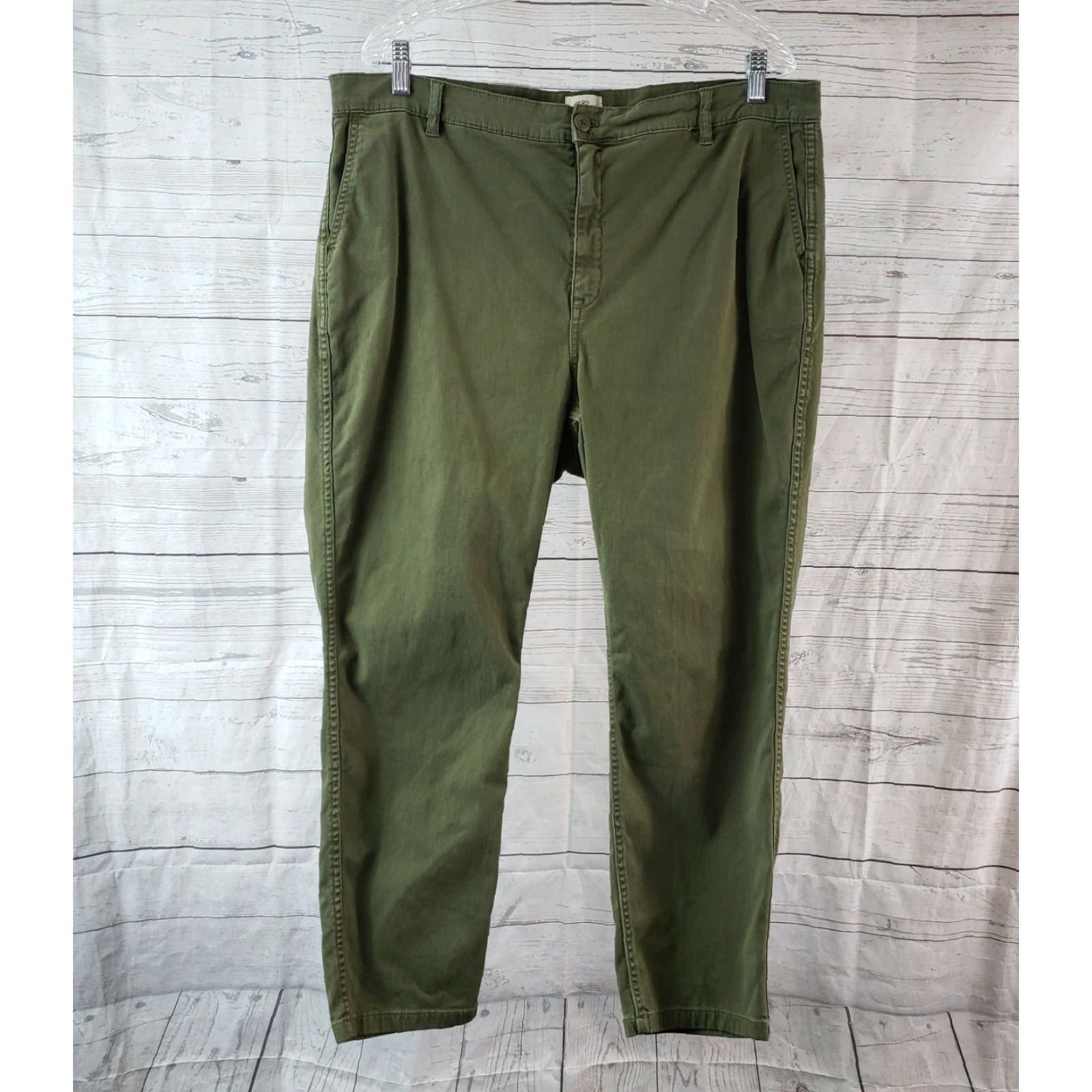 J.Crew J.CREW Womens Vintage Straight Pants Sz 33 Green High Rise Cotton Blend Dress Casual Cropped Mens Womens Size 24" / US 00 / IT 34 - 2 Thumbnail