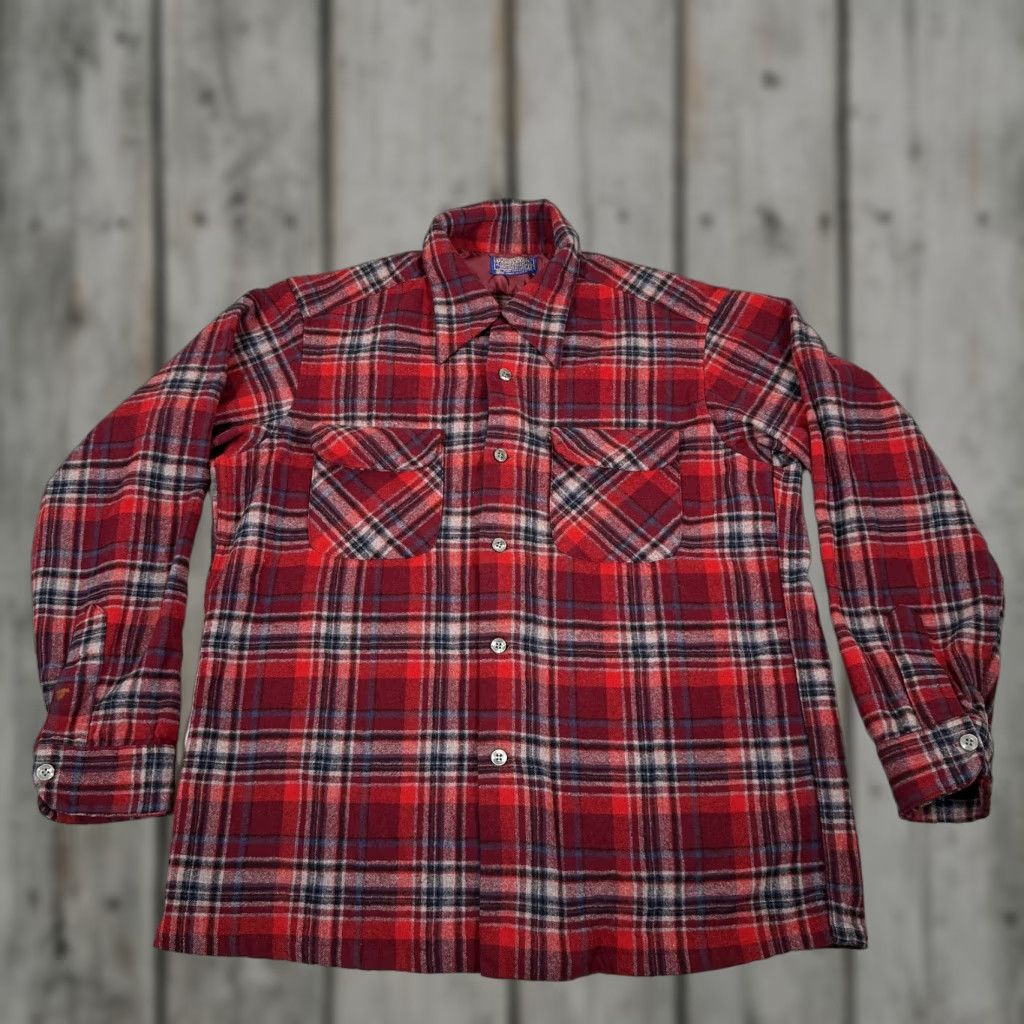 Pendleton VINTAGE Pendleton Shirt Mens L Red Plaid Wool Flannel Button-Up Long Sleeve Collared 70s Board Size US L / EU 52-54 / 3 - 1 Thumbnail