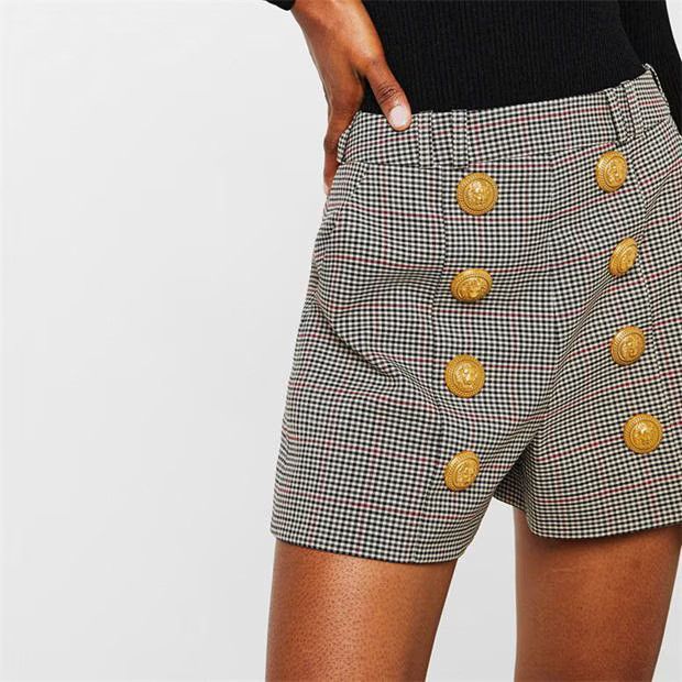 Balmain o1g2r1mq0924 Check Buttoned Shorts in Multicolor Size 29" - 3 Thumbnail
