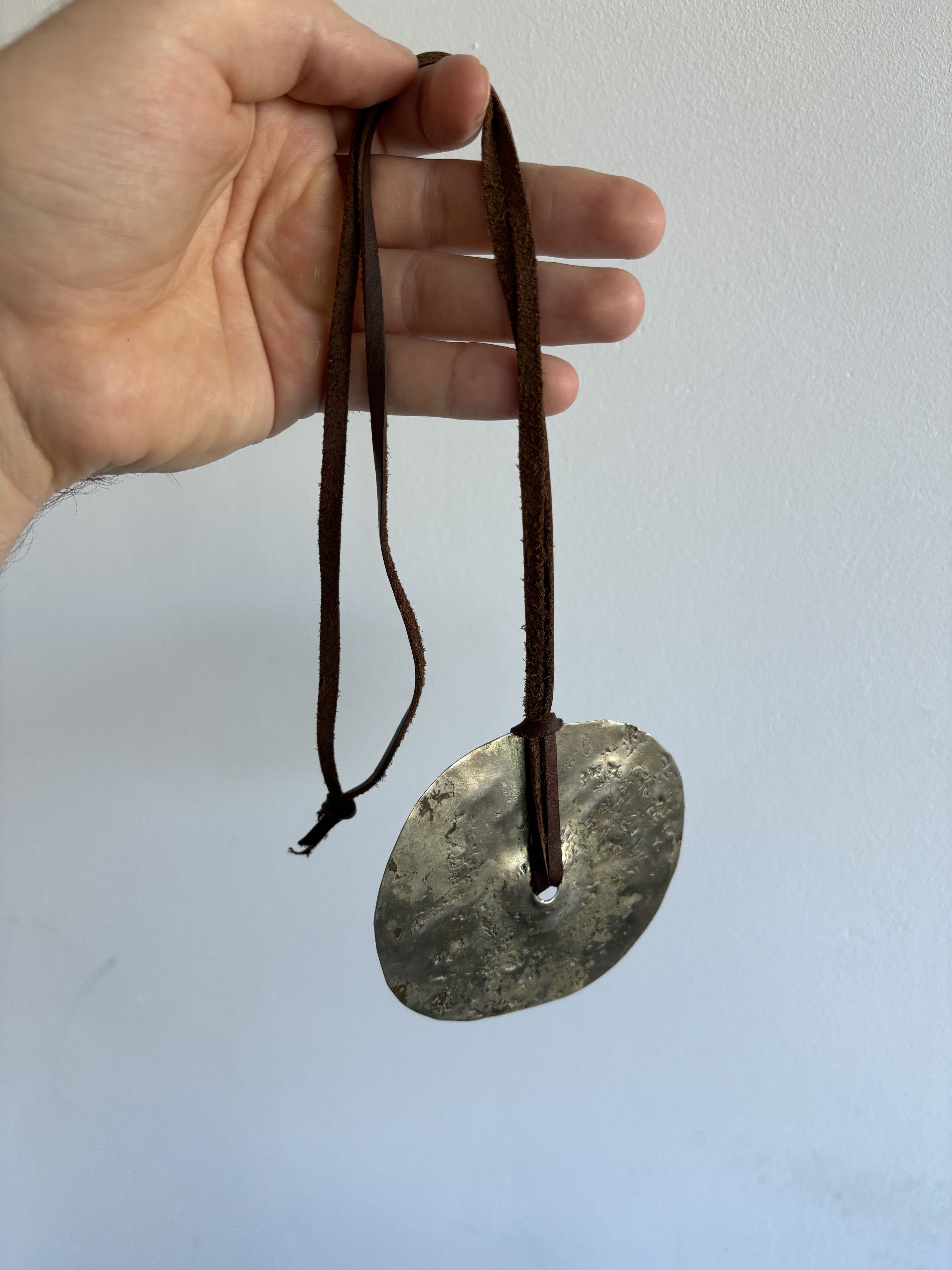 Handmade Vintage Brass Pendant Leather Lace Necklaces Size ONE SIZE - 1 Thumbnail