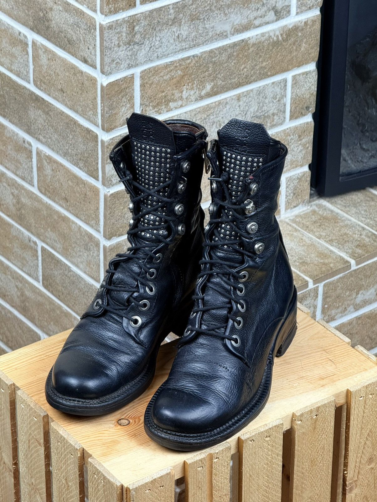 A.S.98 A.S98 Black Leather Zip Biker Combat Anant Garde Boots Size US 5.5 / IT 35.5 - 2 Thumbnail