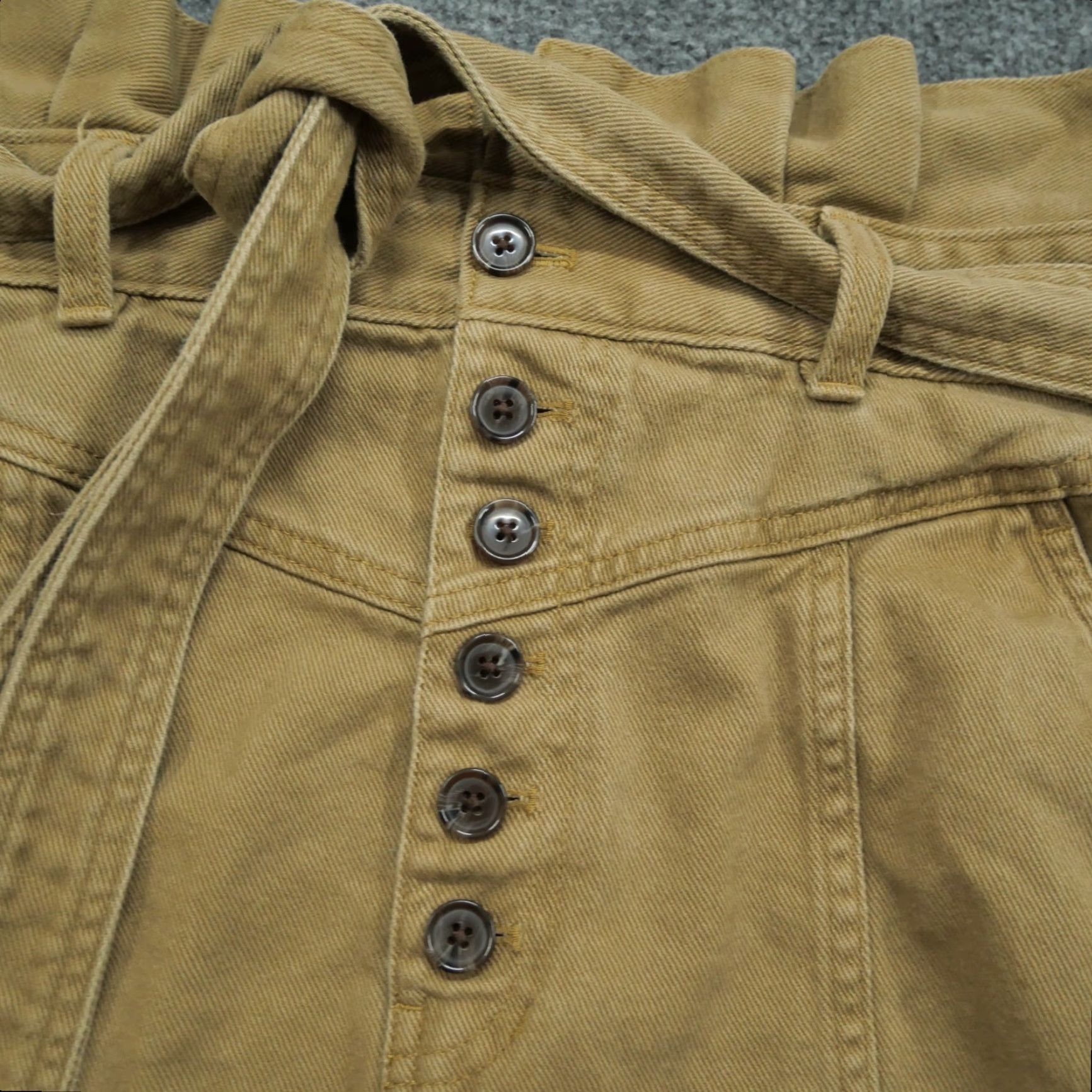 Banana Republic VINTAGE Banana Republic Skirt Womens 6 Brown Canvas Button Fly Tie Belt Short Pencil Skirt Brown Womens Size 28" / US 6 / IT 42 - 2 Thumbnail