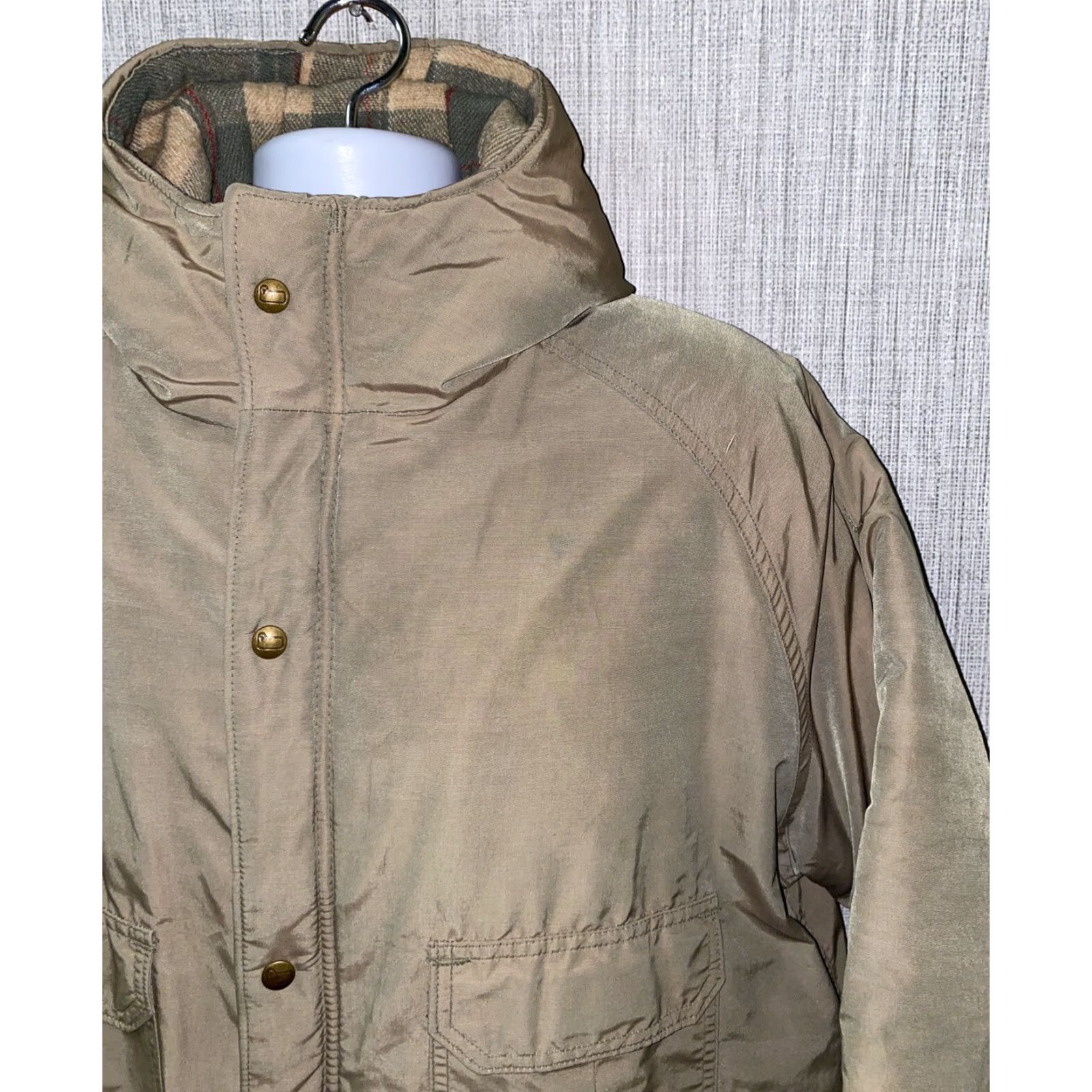 Vintage Woolrich Mens Beige Plaid Lined Full Zip Hooded Jacket Adult Large Size US L / EU 52-54 / 3 - 2 Thumbnail