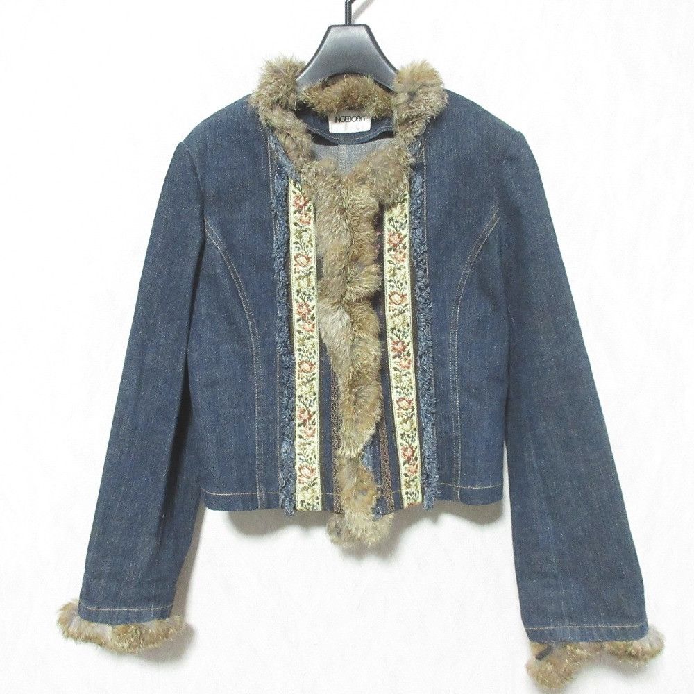 Other Other INGEBORG Rabbit Fur Denim Jacket Textile Outerwear DUTY FREE for USA Size ONE SIZE - 1 Thumbnail