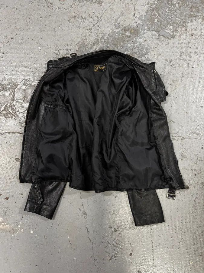 Versace 2000s Versace Black Leather Zip Utility Jacket Size US M / EU 48-50 / 2 - 7 Thumbnail