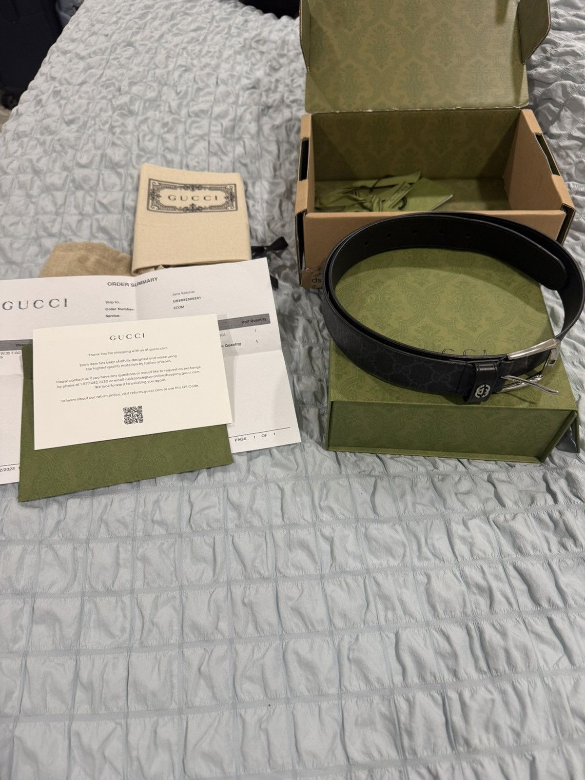 Gucci GG Supreme Canvas Belt With Interlock G Detail Size 95