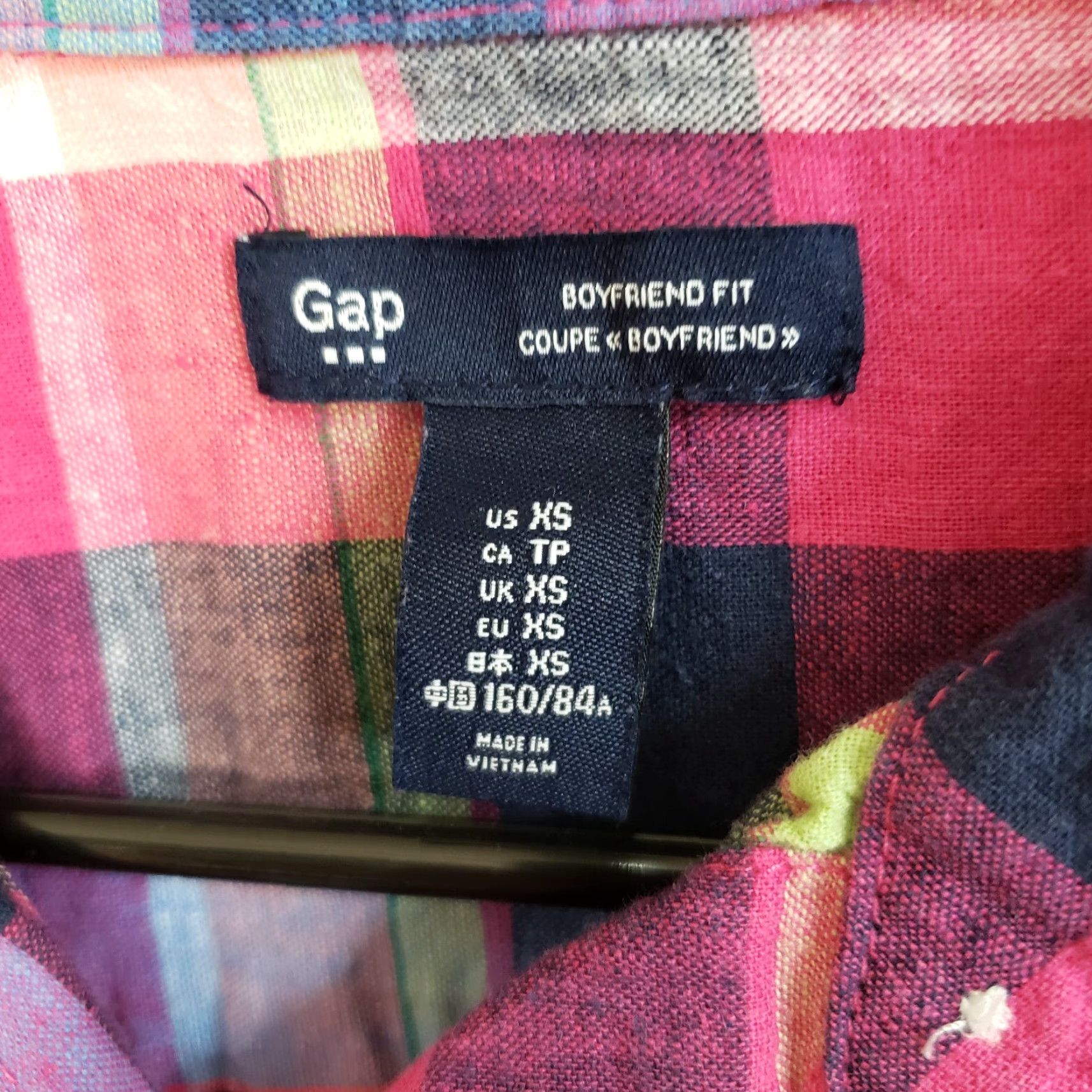Gap Gap Womens Button-Front Shirt XS Pink Plaid Linen Blend Casual Size XS Short Sleeve? Size XS / US 0-2 / IT 36-38 - 6 Thumbnail