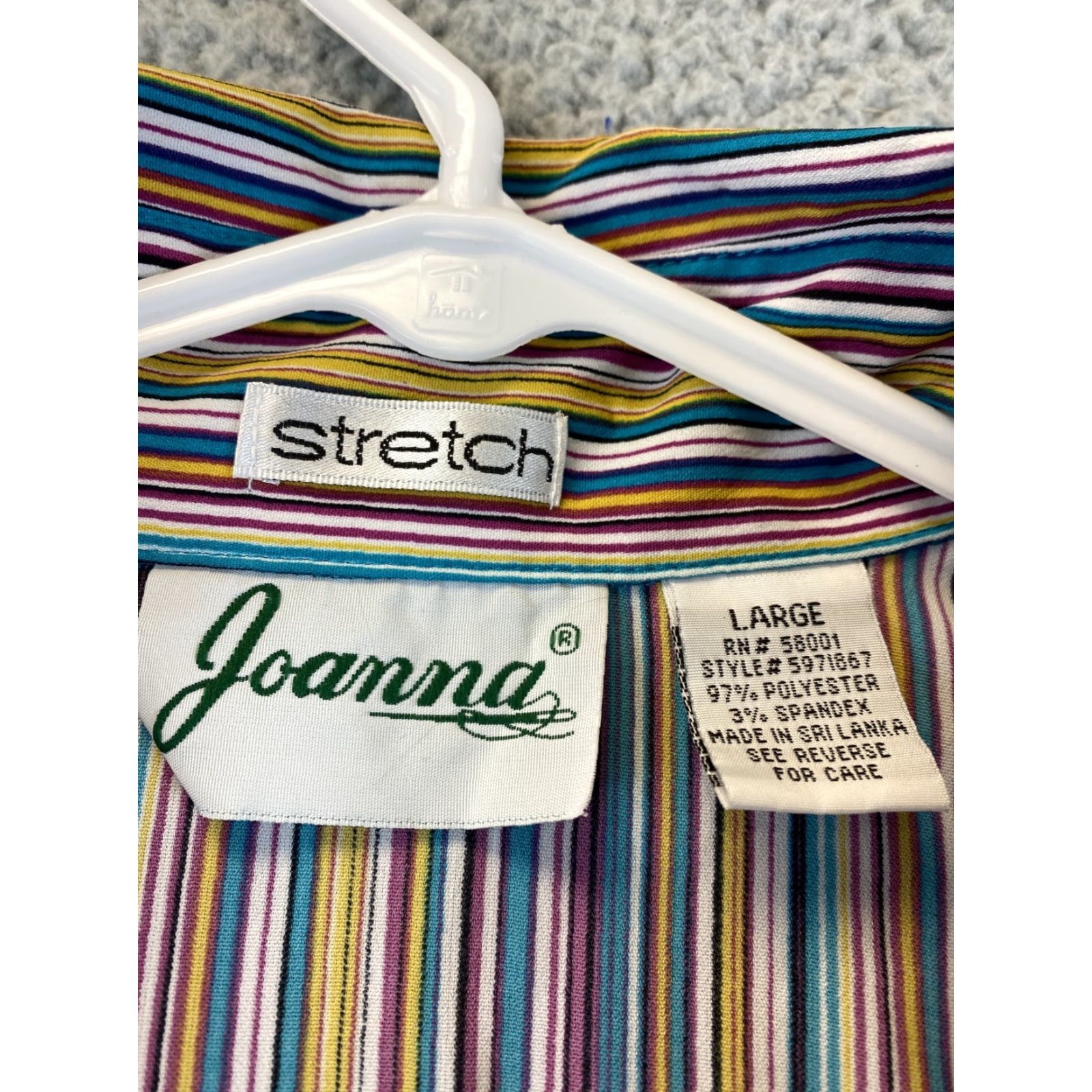 Vintage Joanna Shirt Women's L Brown Blue Stretch Long Sleeve Button Front / 80-35 Size L / US 10 / IT 46 - 4 Thumbnail