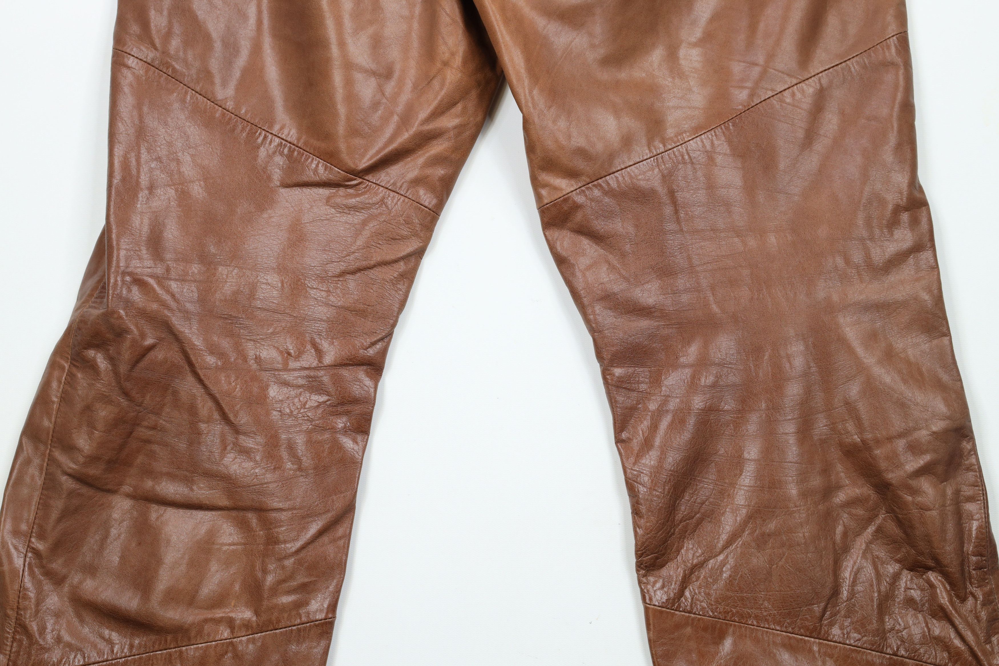Vintage Vintage 90s Streetwear Pelle Leather Flared Pants Brown Size 36" / US 14 / IT 50 - 14 Thumbnail